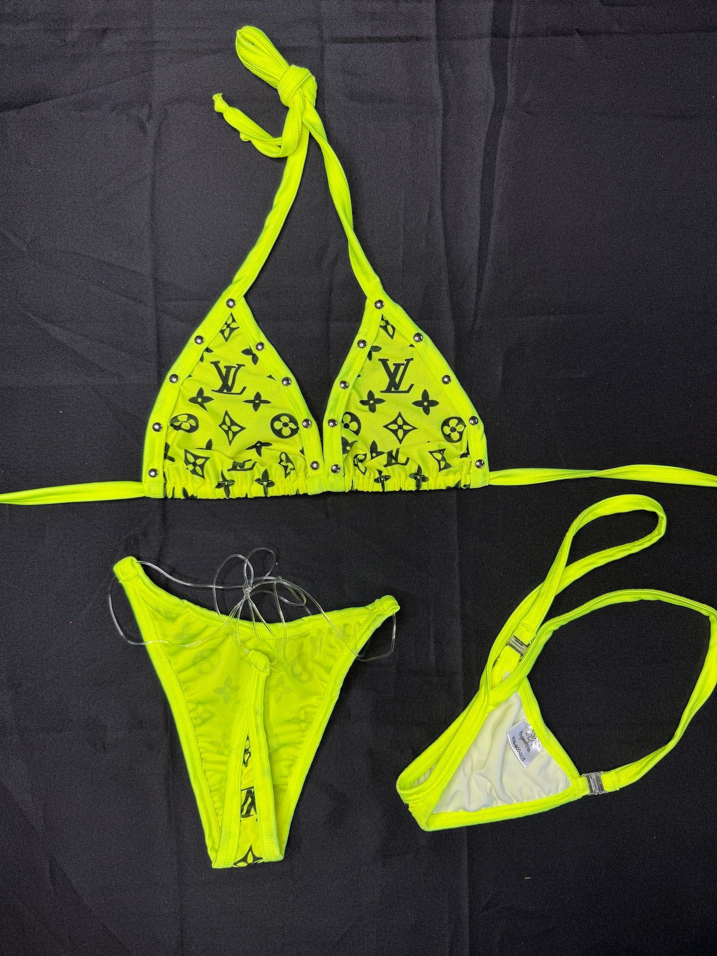 Neon Yellow Designer Two-Piece Bikini Lingerie Outfit