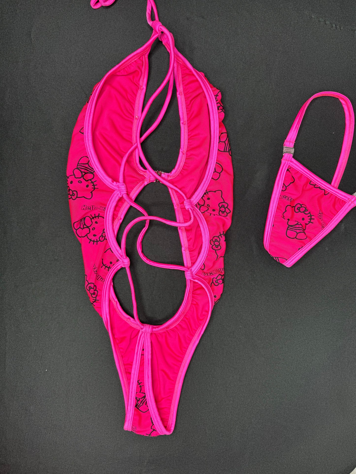 Hot Pink One-Piece Kitty Lingerie Outfit