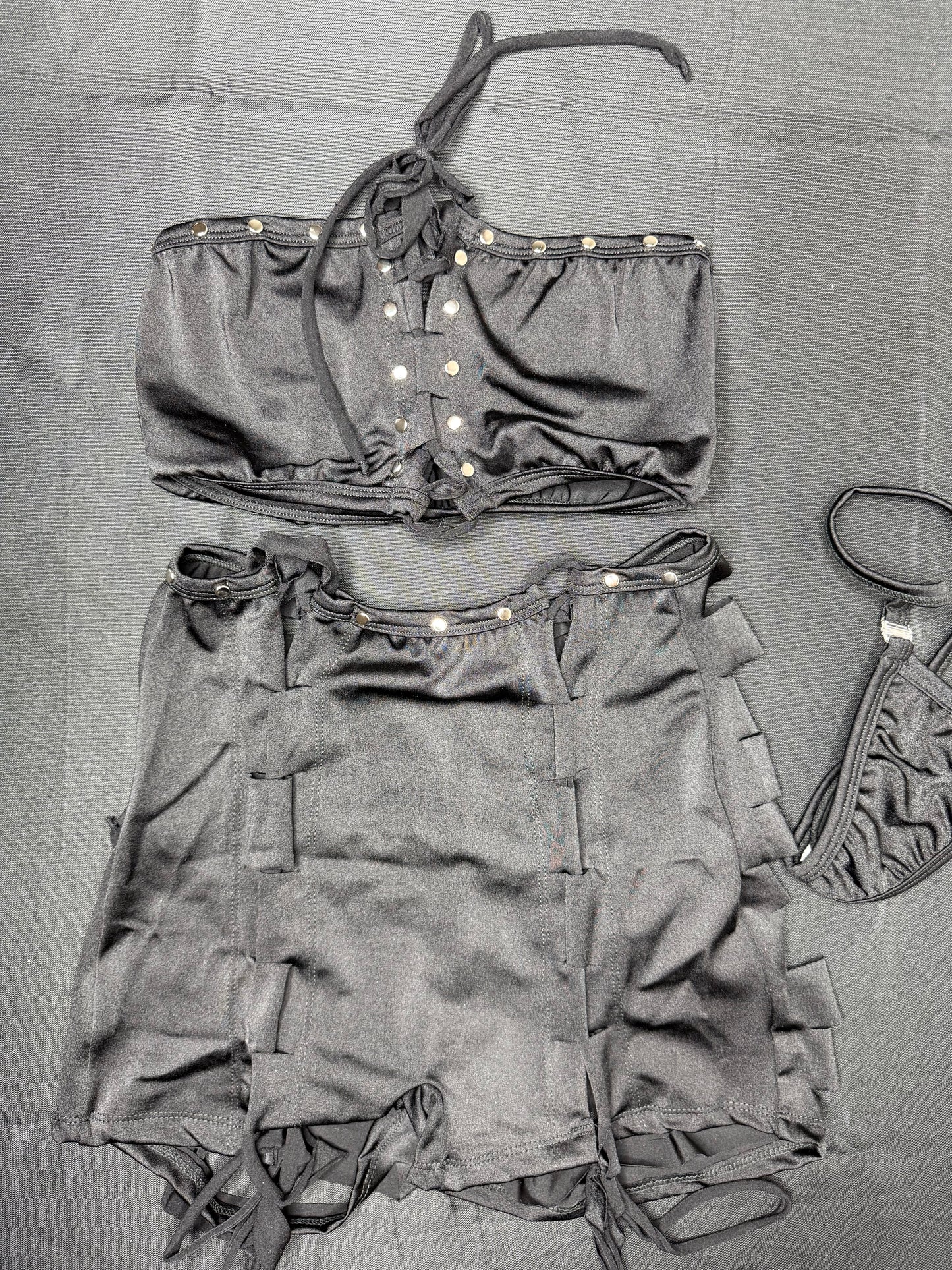 Black Tube-Top/Shorts Ripped Back Shorts Lingerie Outfit