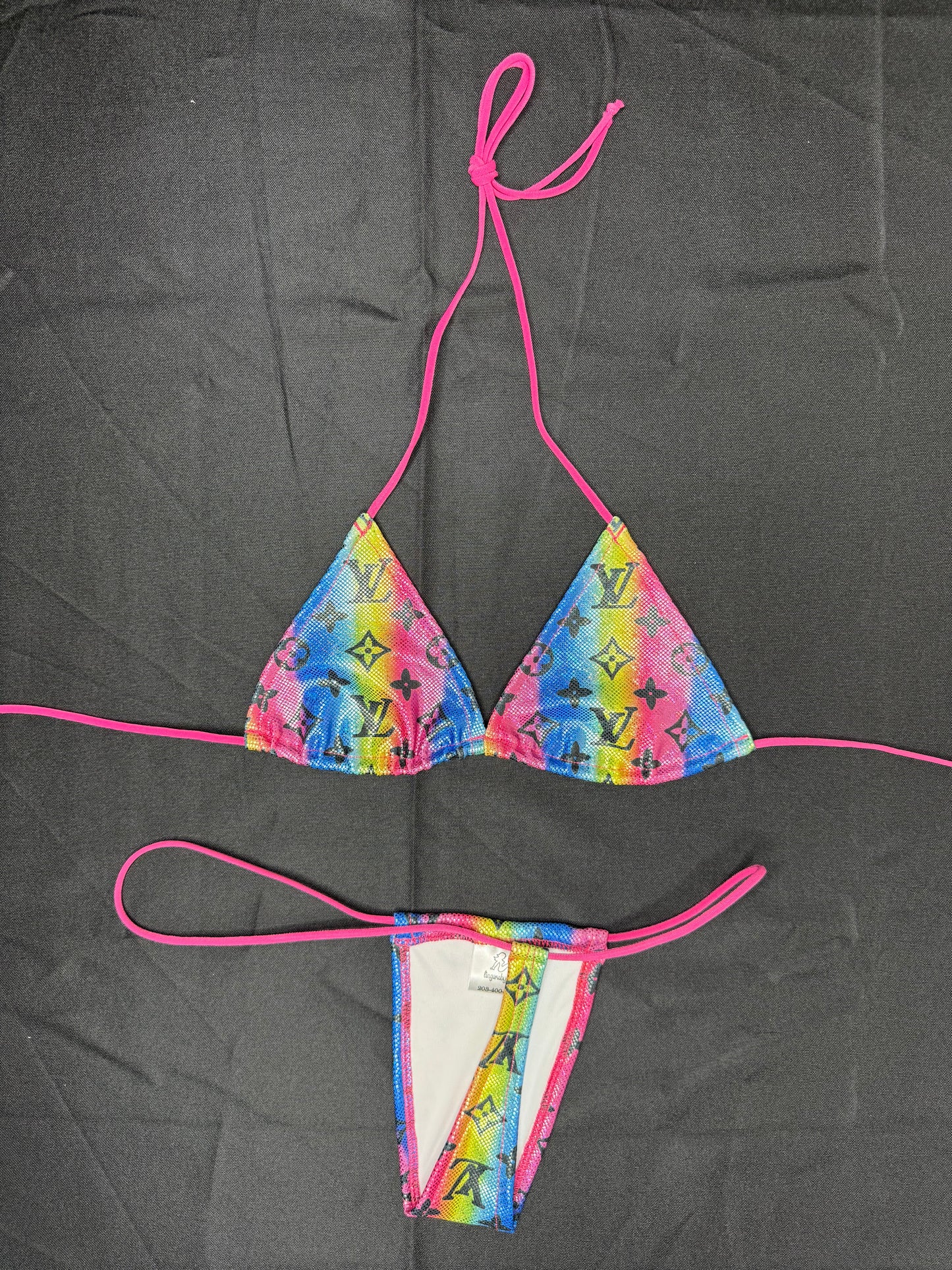 Metallic Rainbow Two-Piece Micro Lingerie Outfit