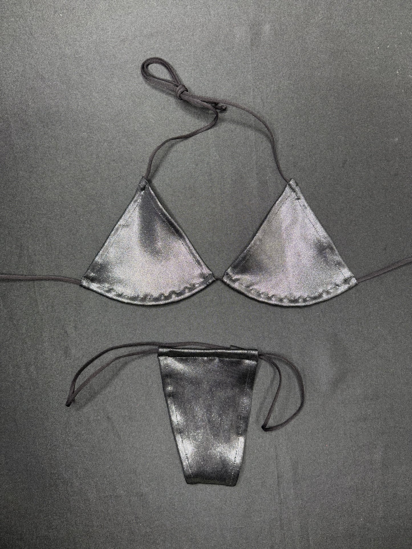 Black Microdot Two-Piece Micro Bikini Lingerie Outfit