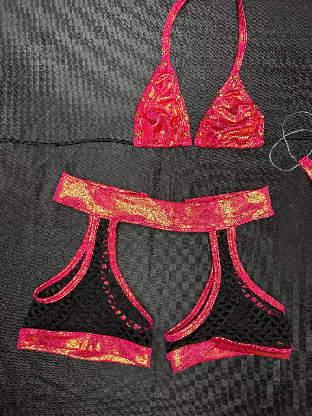 Hot Pink/Fuchsia Animal Print/Black Spandex Two-Piece Shorts Lingerie Outfit