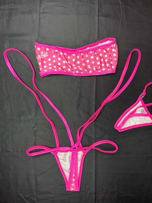 Hot Pink/Pink Tube-Top Sling-Shot Lingerie Outfit