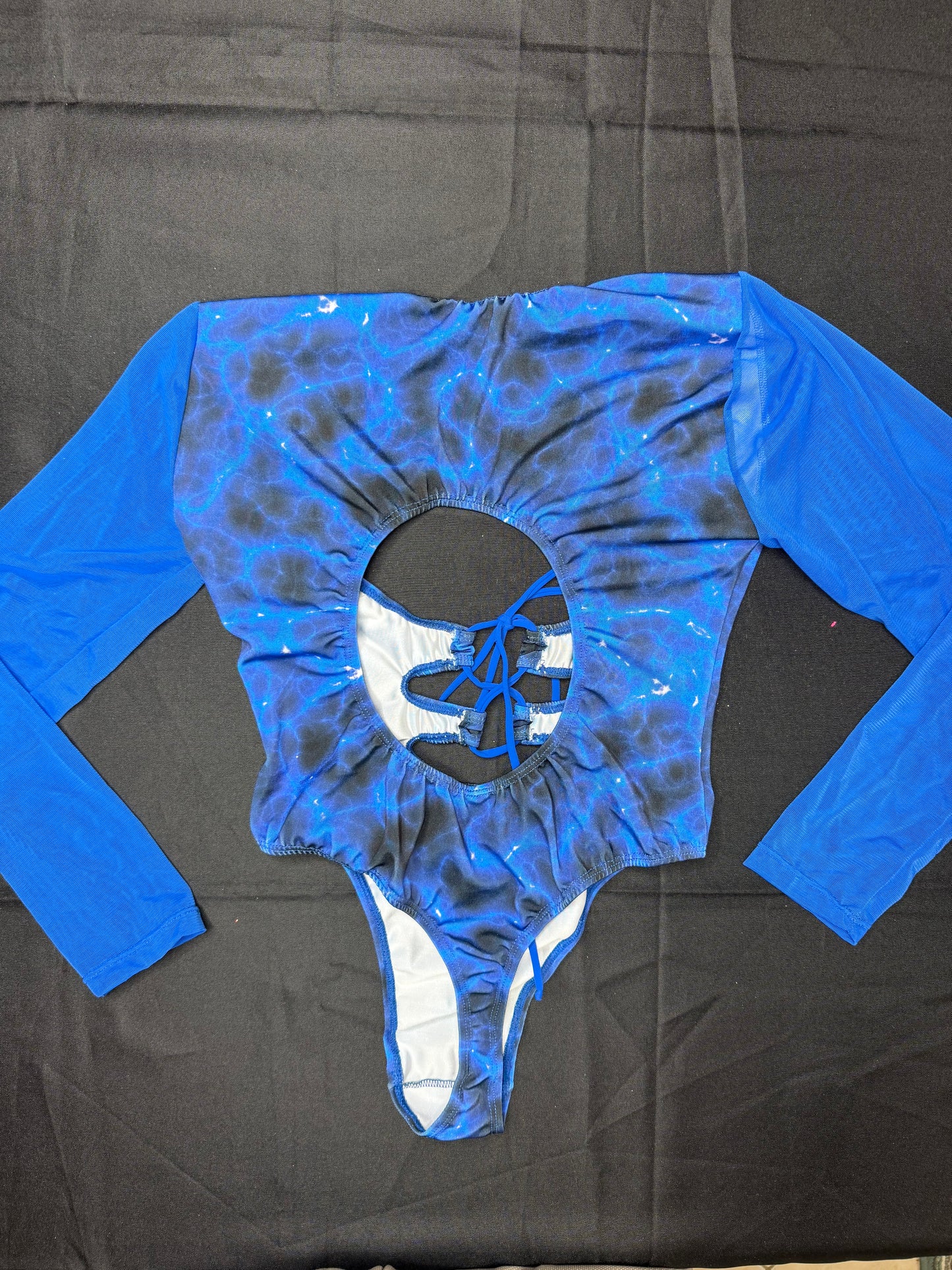 Royal Blue/Royal Blue Mesh Bikini Leotard Lingerie Outfit