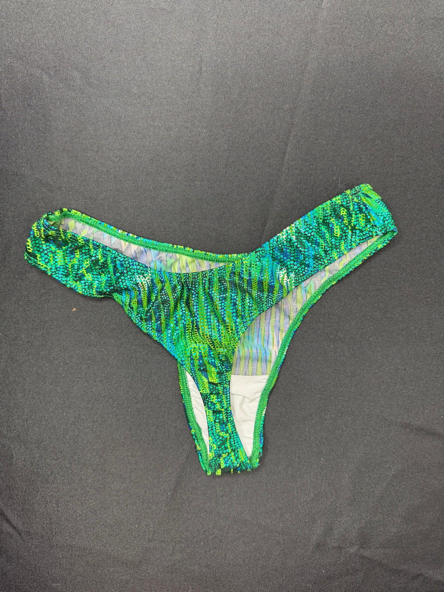 Green Animal Print/Green Fishnet One-Piece Cheeky Thong Lingerie Outfit