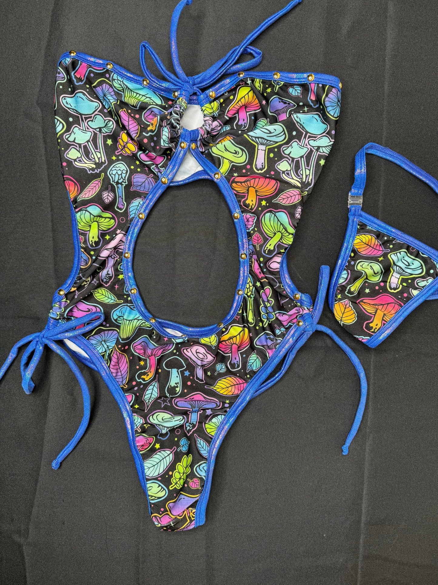 Cosmic Purple/Black Mushroom One-Piece Exotic Dancer Outfit