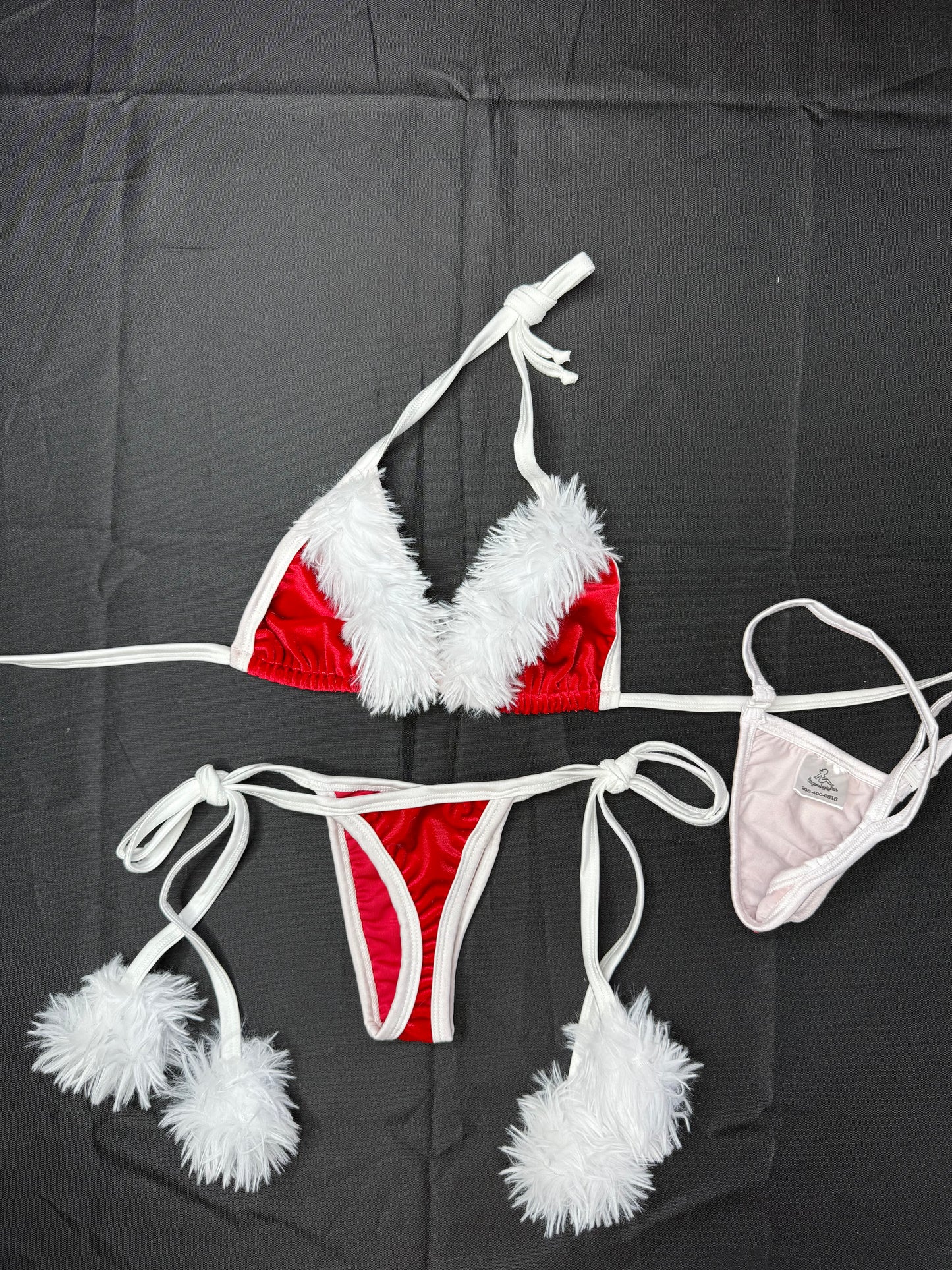 Red Velvet/White Fire Four-Piece With Hat Lingerie Outfit
