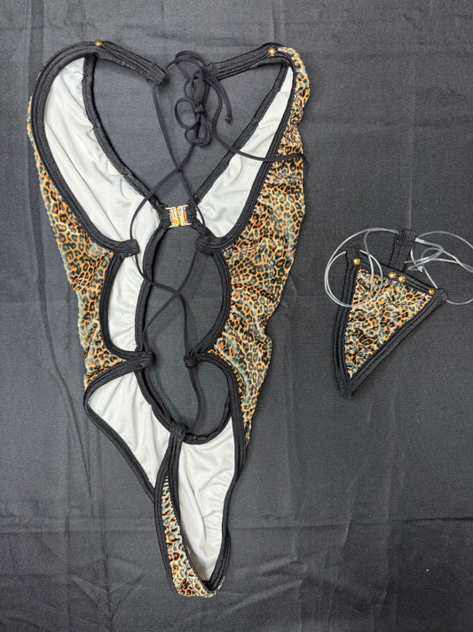 VELVET Cheetah Print One-Piece Lingerie Outfit