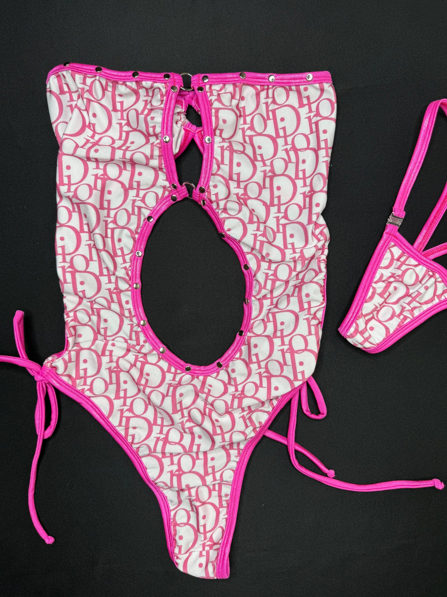Baby Pink/Hot Pink Designer One-Piece Lingerie Outfit