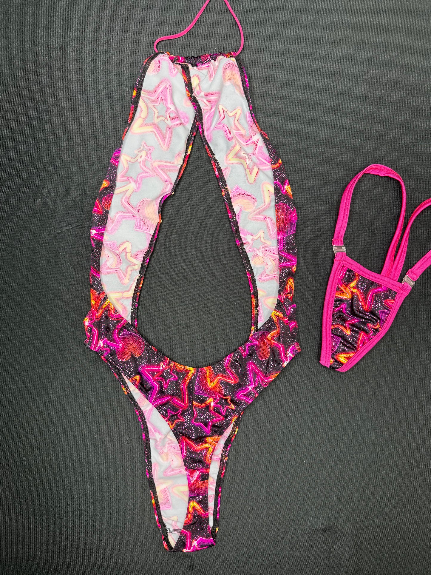 Star Print Spandex One-Piece Lingerie Outfit