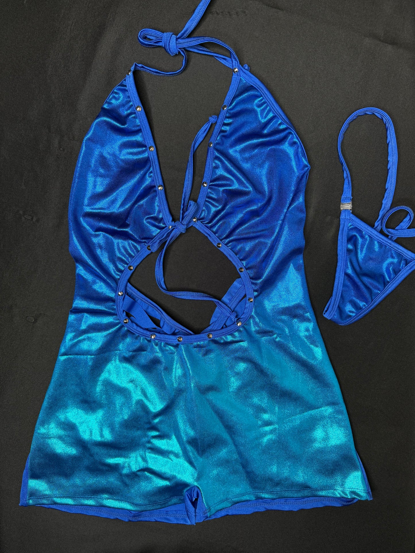 Ombré Royal Blue One-Piece Ripped Back Lingerie Outfit