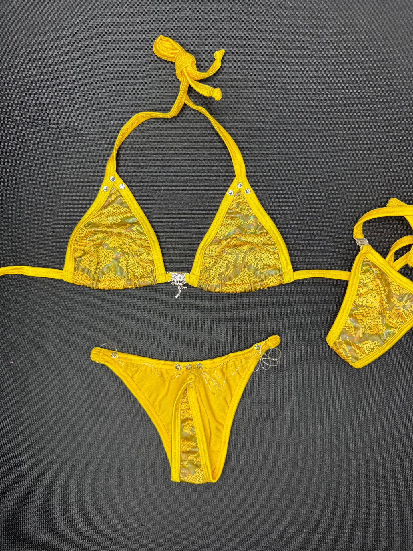 Yellow Snake Animal Print Two-Piece Bikini Lingerie Outfit