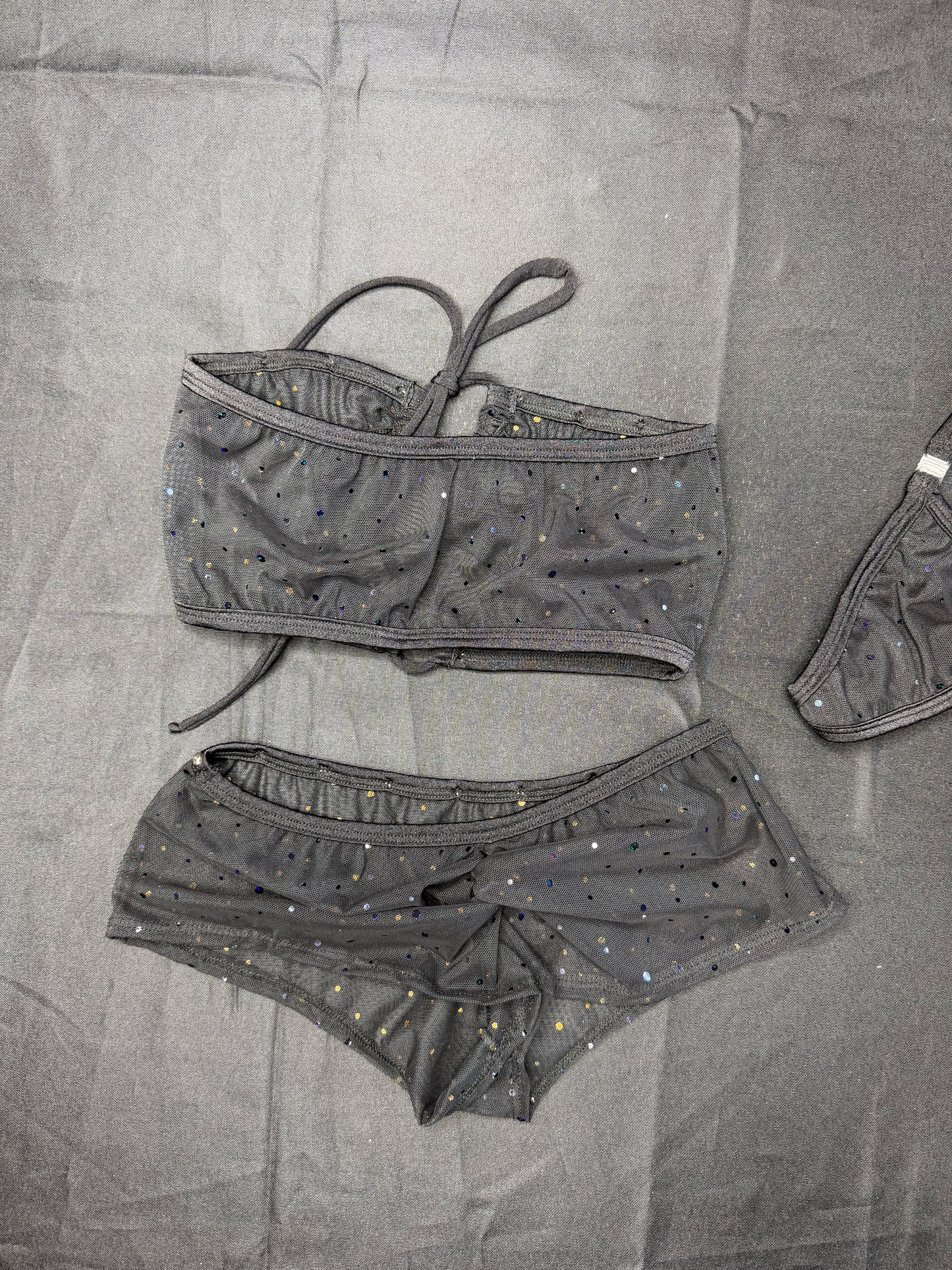 Black Mesh Tube Top/Shorts Two-Piece Lingerie Outfit