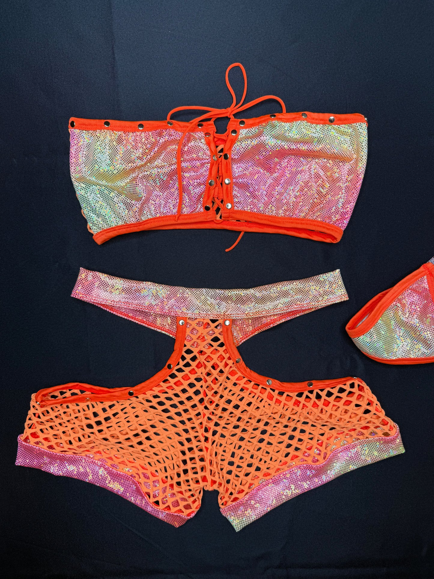 Orange/Yellow Ombré Tube Top/Shorts Two-Piece Lingerie Outfit