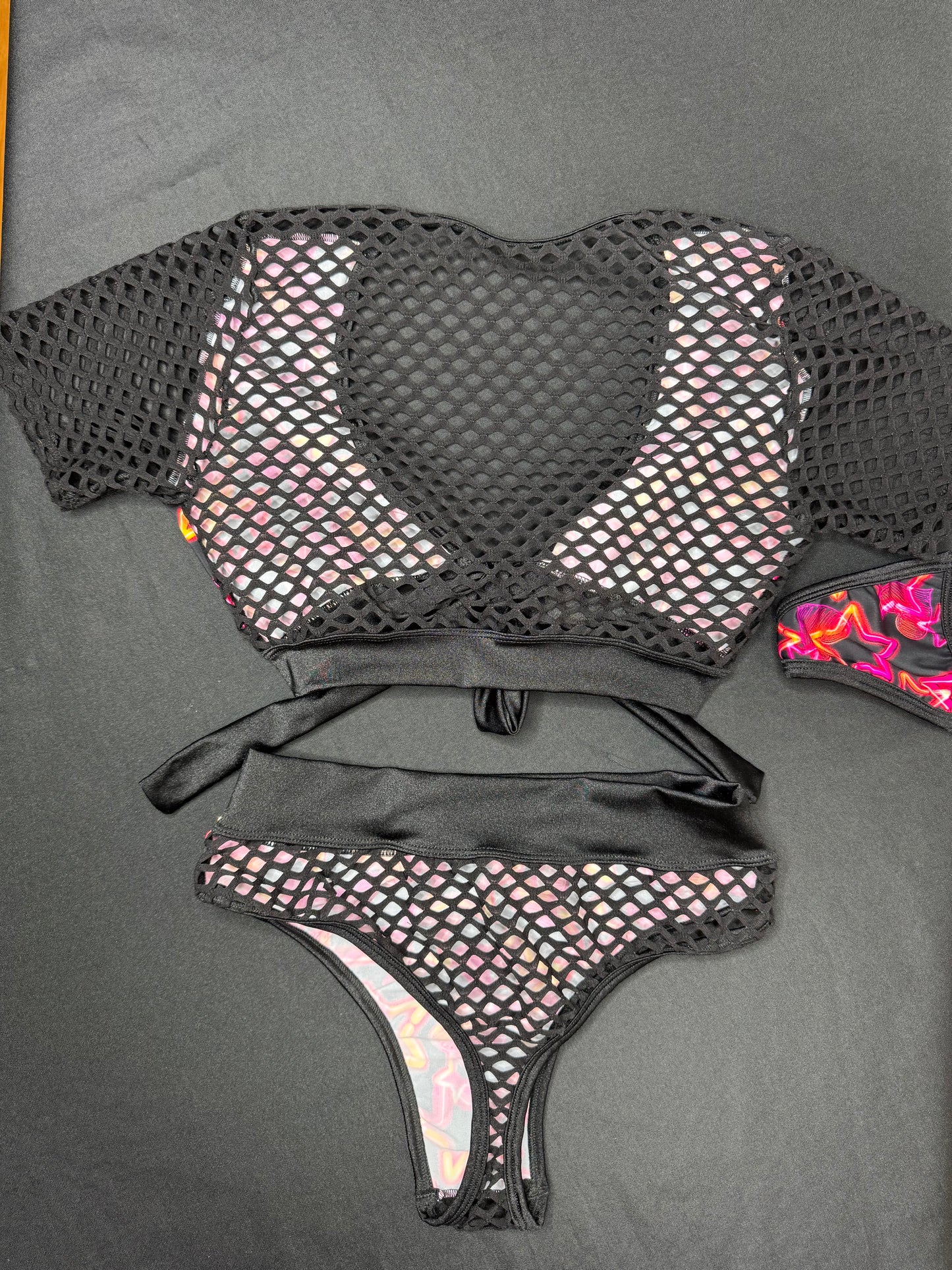 Black Star/Heart Print Shorts/Short Sleeve Two-Piece Lingerie Outfit