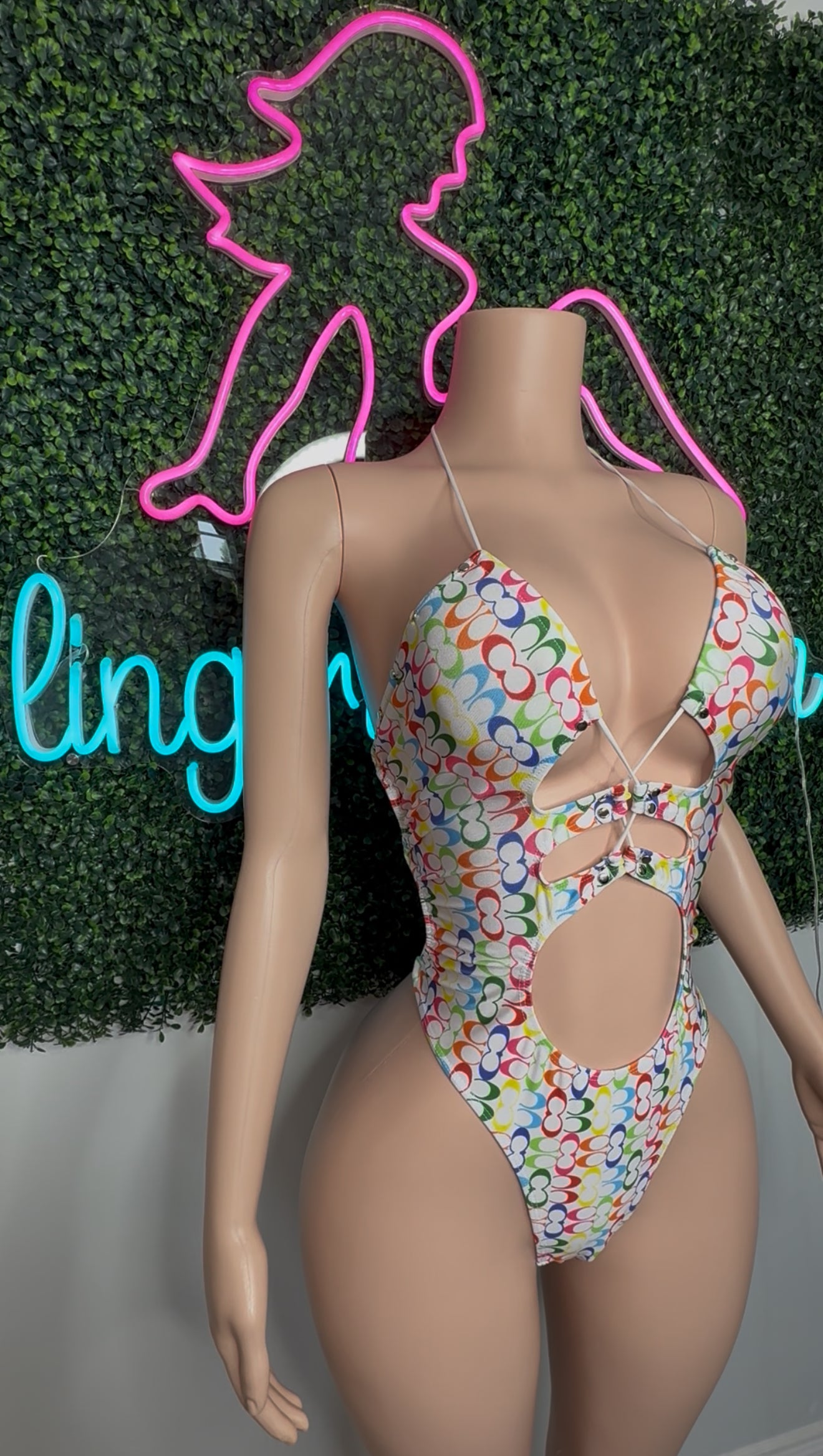 White Designer One-Piece Lingerie Outfit