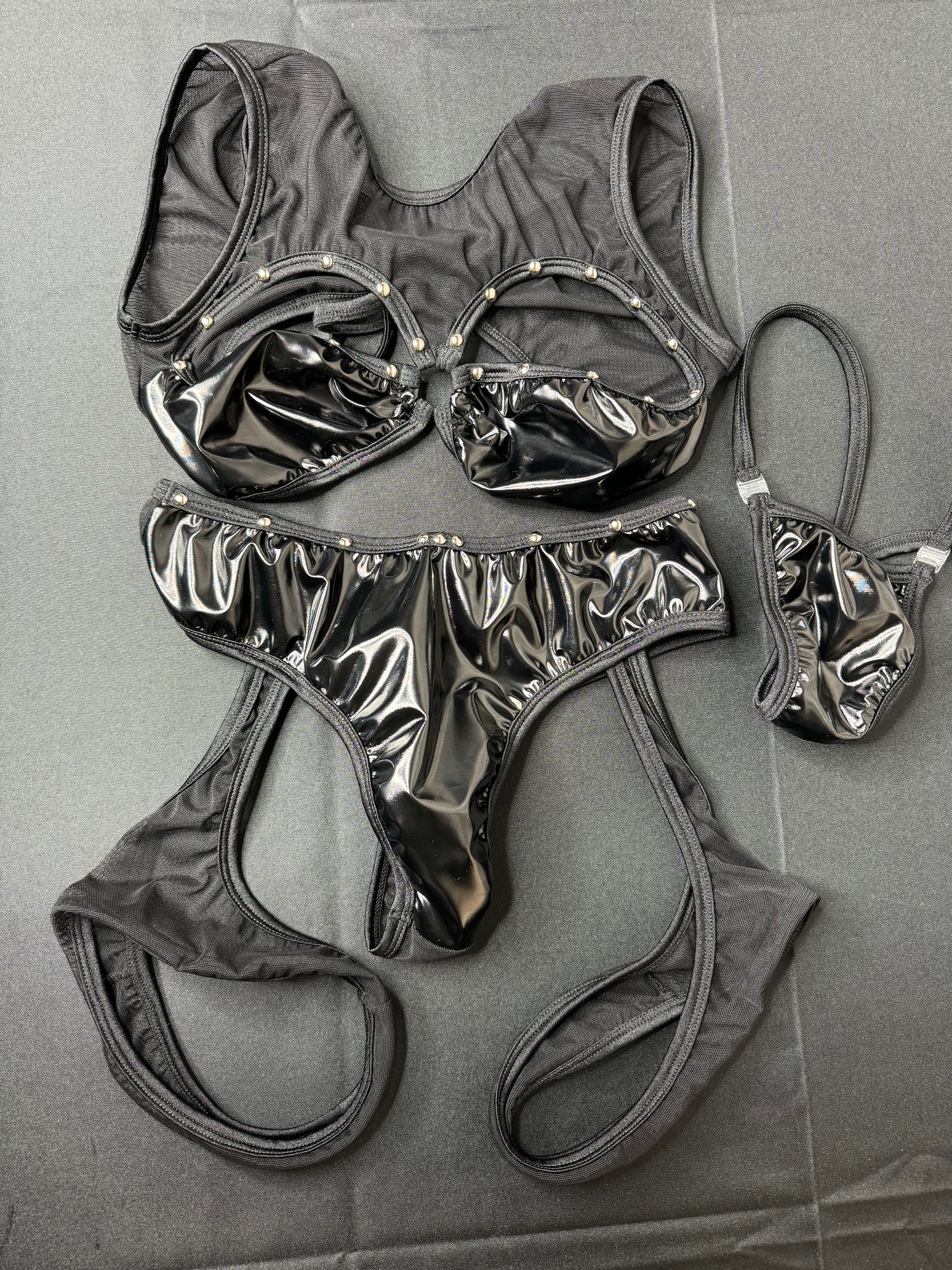 latex two-piece stripper outfit