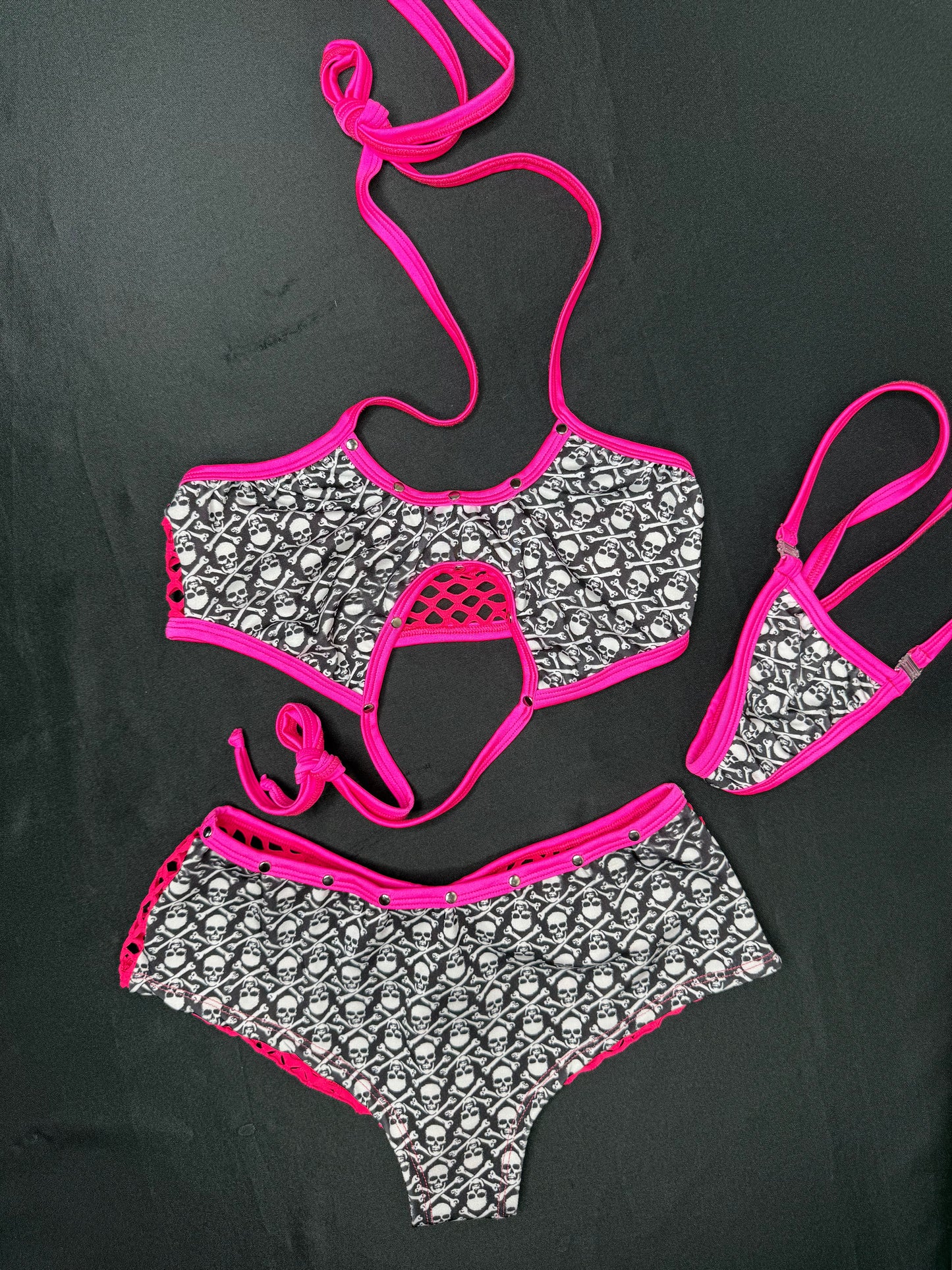 Skull and Cross Bones Sports Bra/Shorts Two-Piece Lingerie
