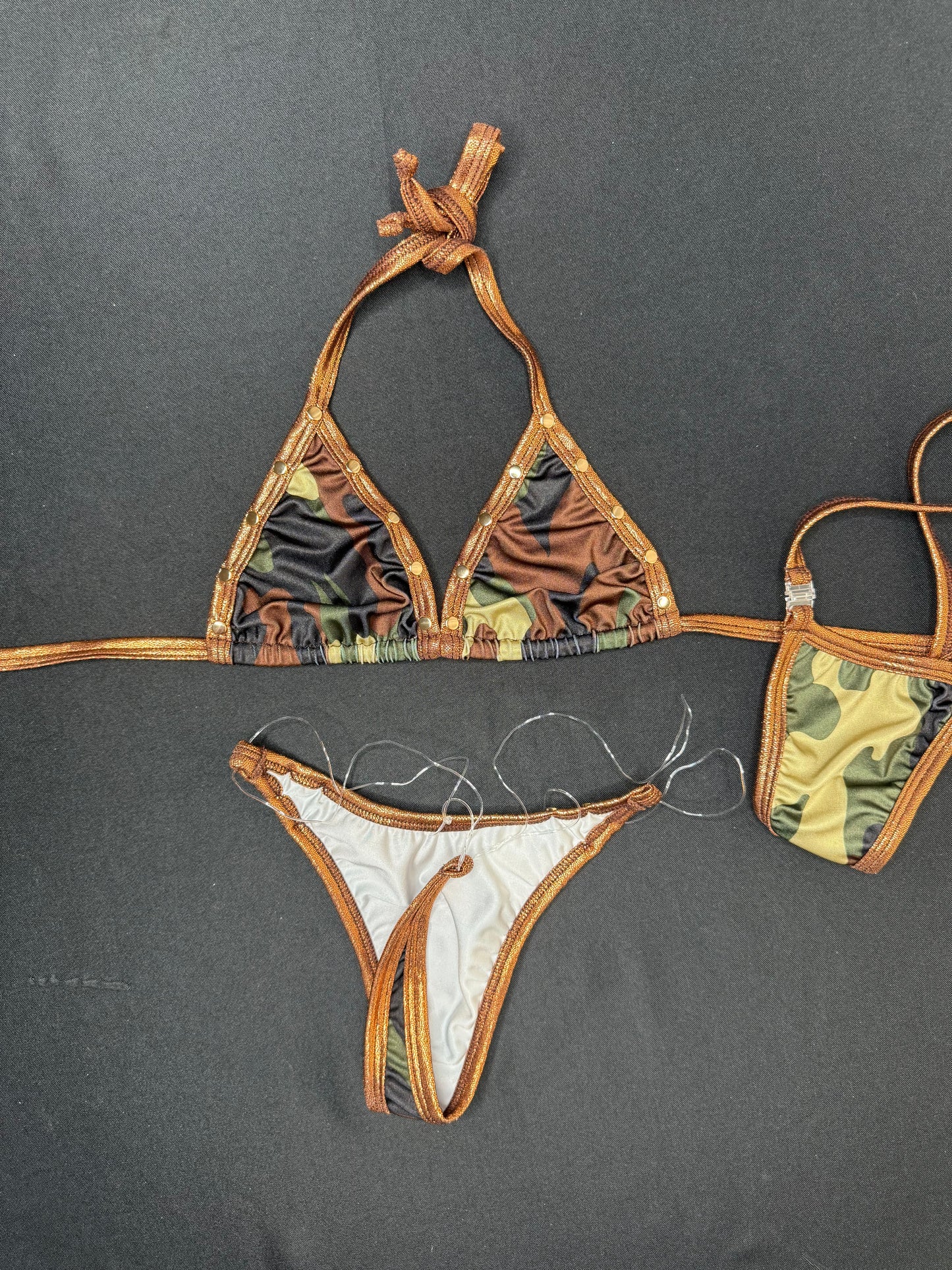 Camouflage/Mocha Spandex Two-Piece Bikini Lingerie Outift