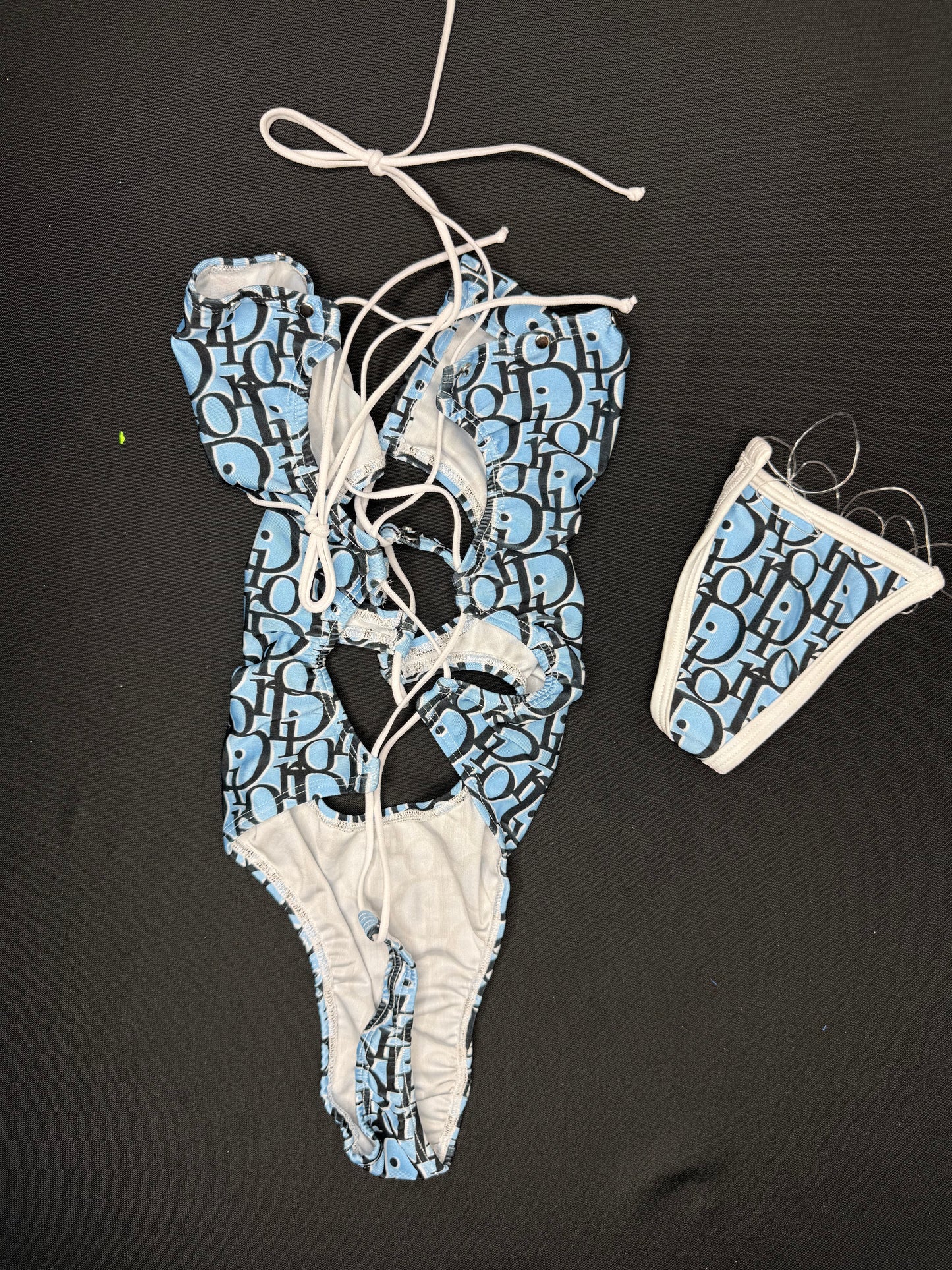 Baby Blue Designer One-Piece Lingerie Outfit