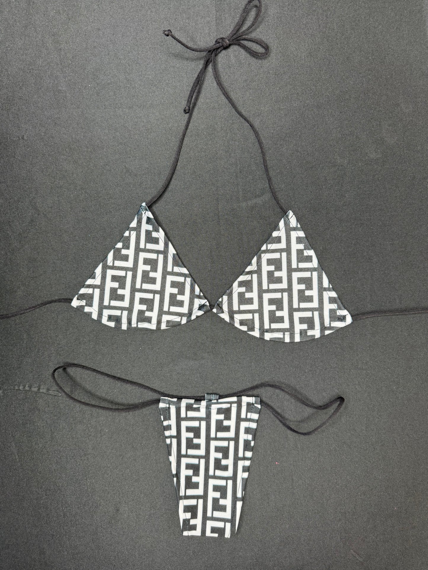 Black Designer Two-Piece Micro Bikini Lingerie Outfit