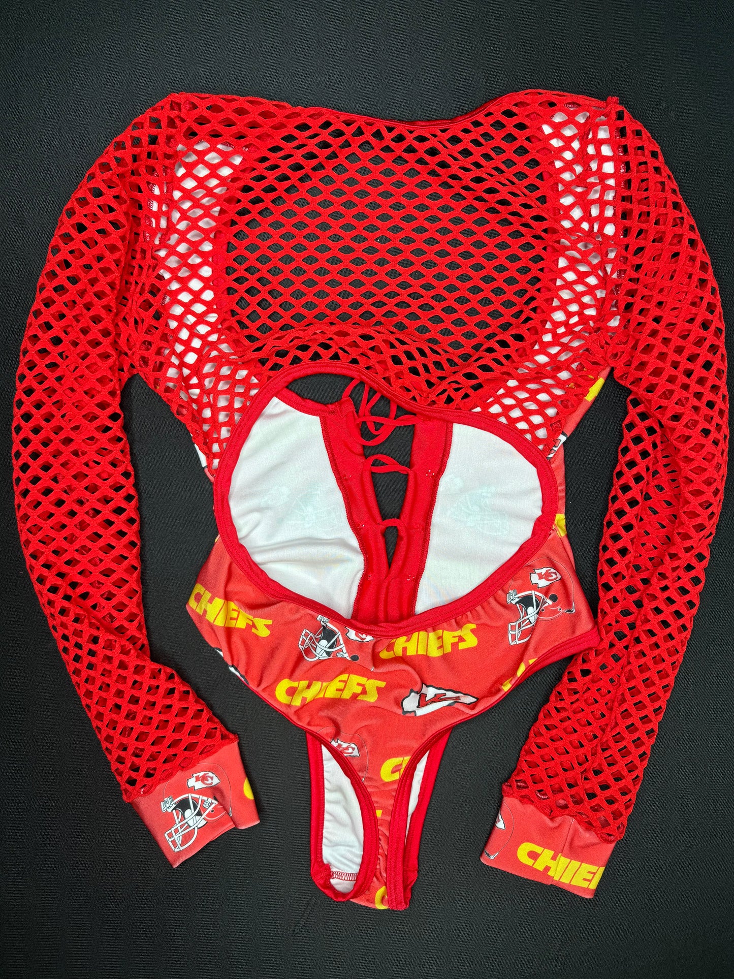 Red Chiefs One-Piece Bikini Top/Leotard Bartender Lingerie Outfit