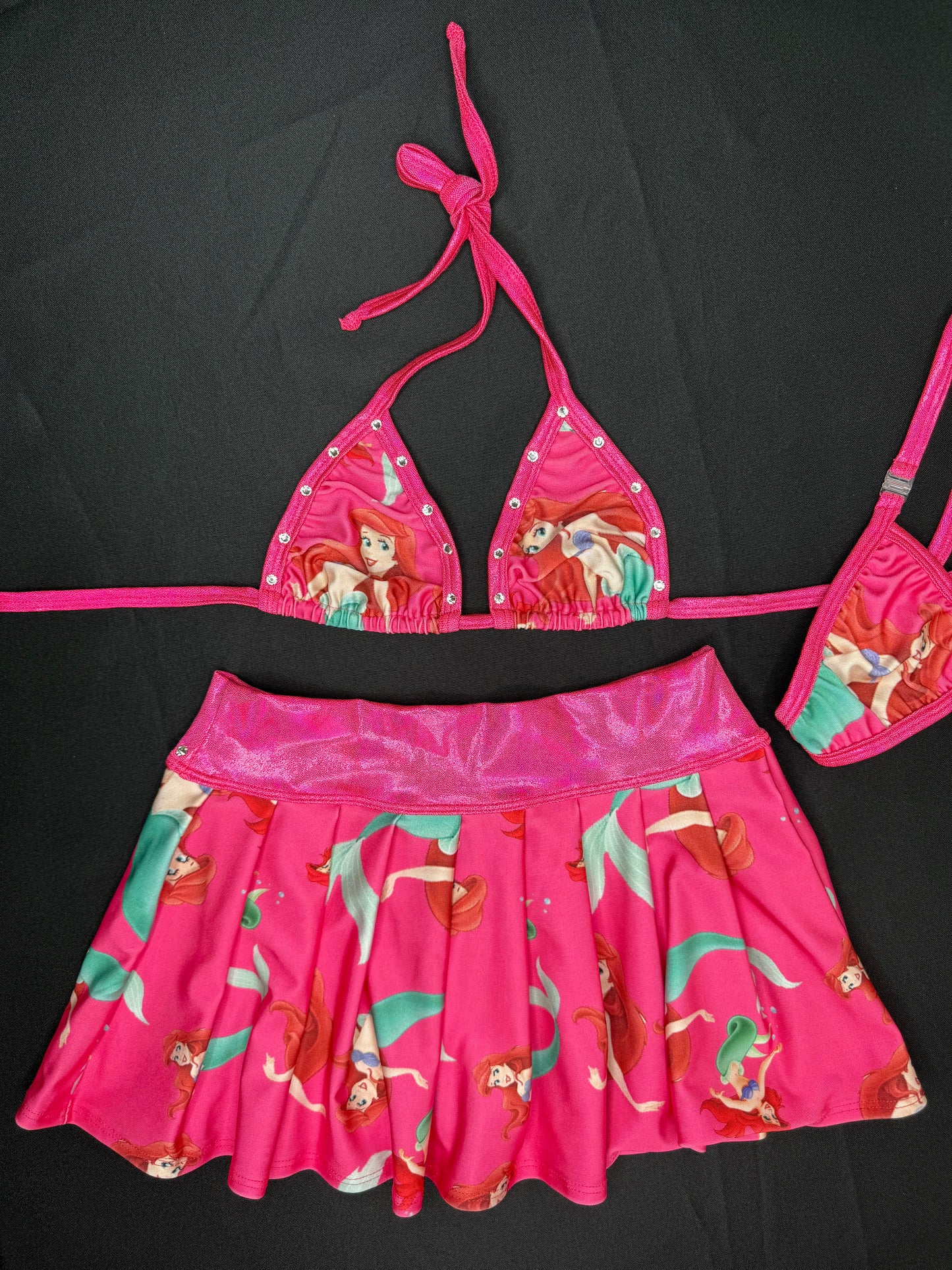 Ariel Print Spandex Bikini Top/Skirt Two-Piece Lingerie Outfit