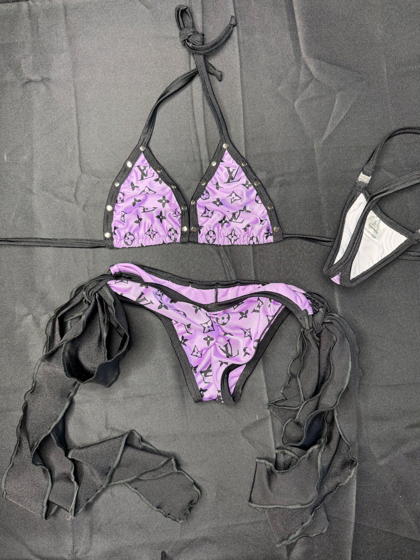 Purple Designer Spandex Bikini Lingerie Outfit
