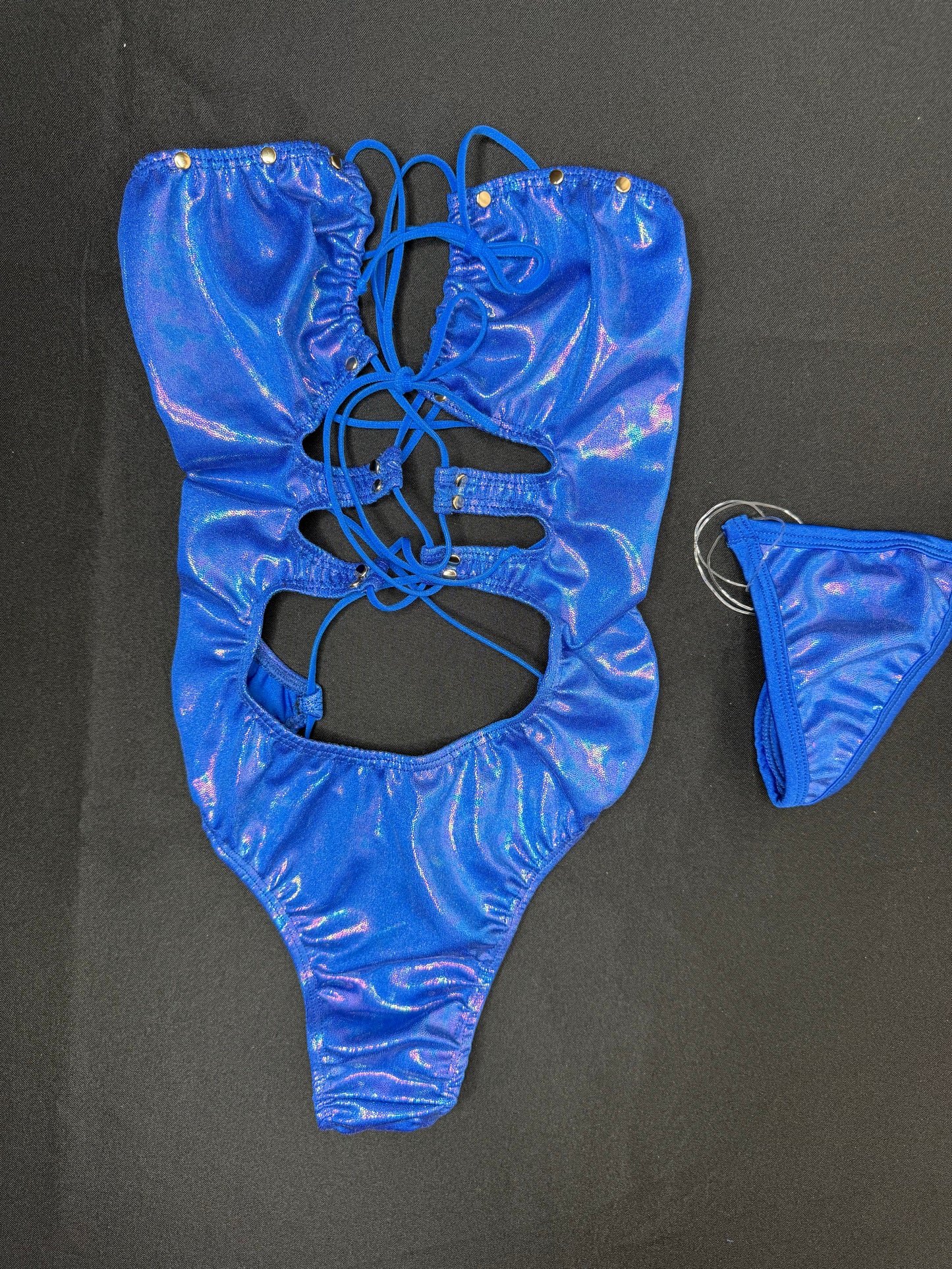 Holographic Blue One-Piece Lingerie Outfit