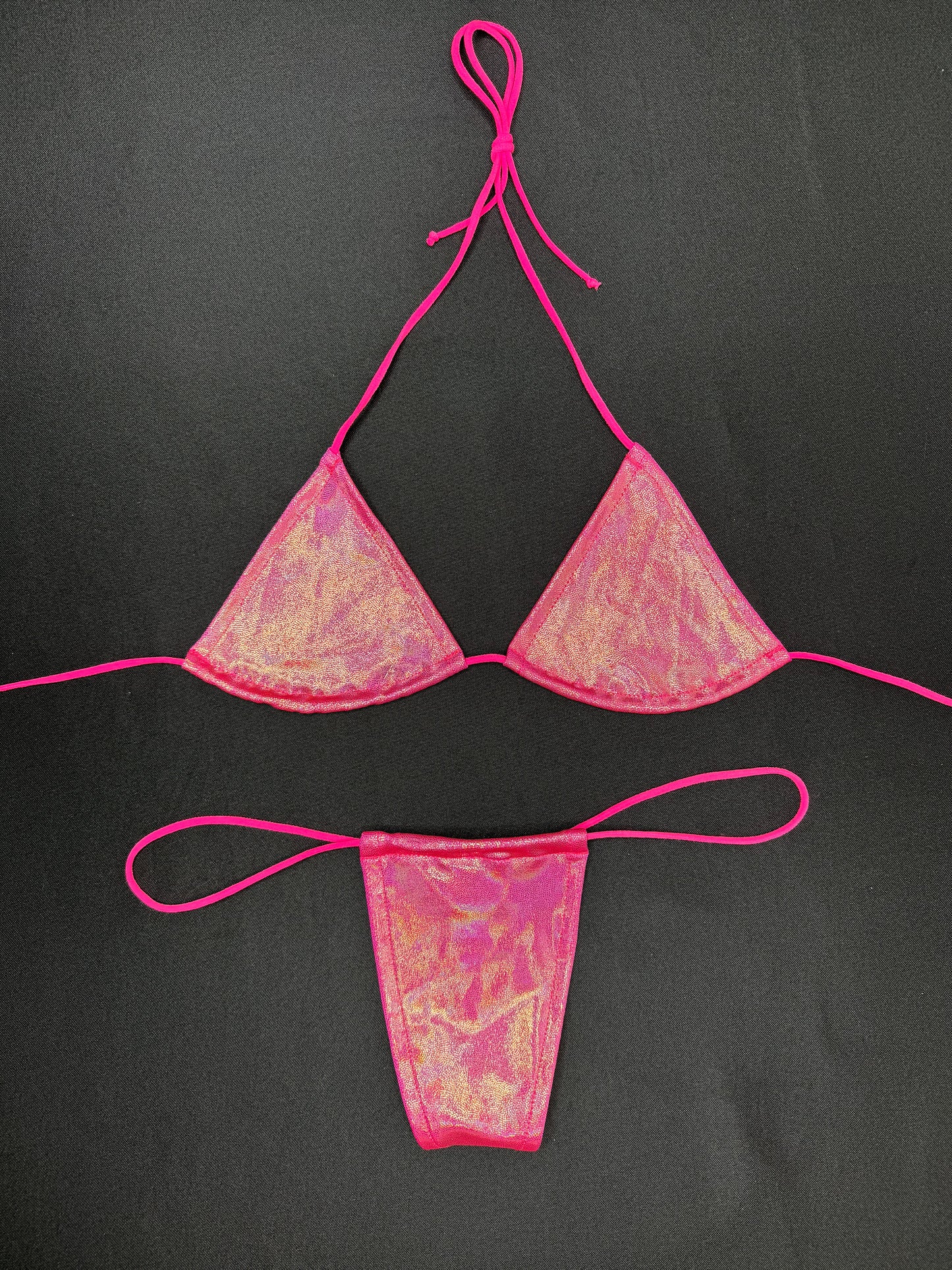 Pink Microdot Micro Bikini Lingerie Outfit