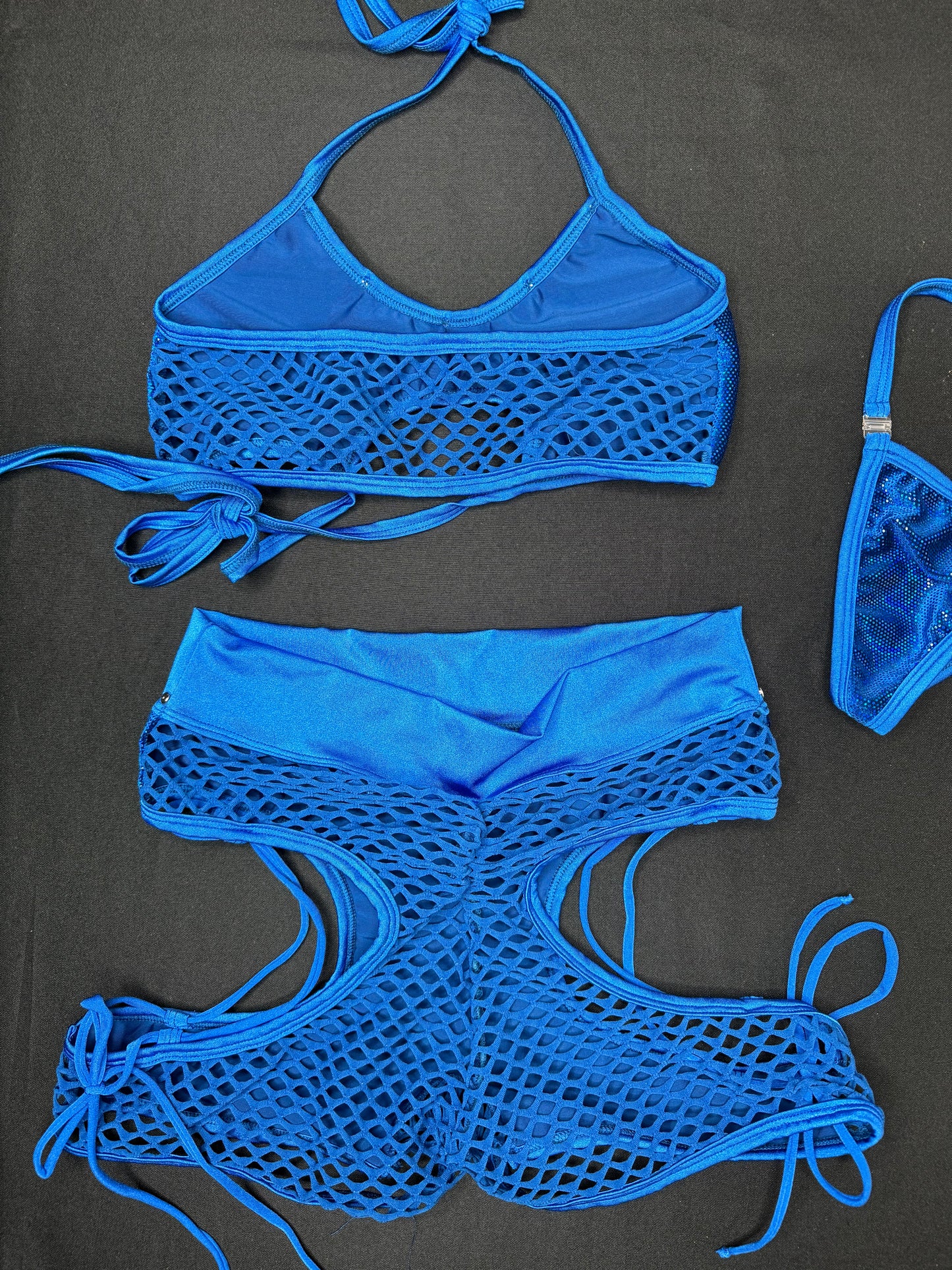 Royal Blue Sports Bra/Shorts Two-Piece Lingerie Outfit