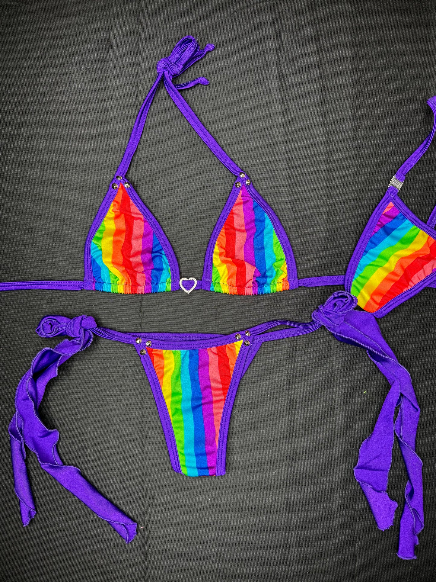 Purple/Rainbow Pride Two-Piece Bikini Lingerie Outfit