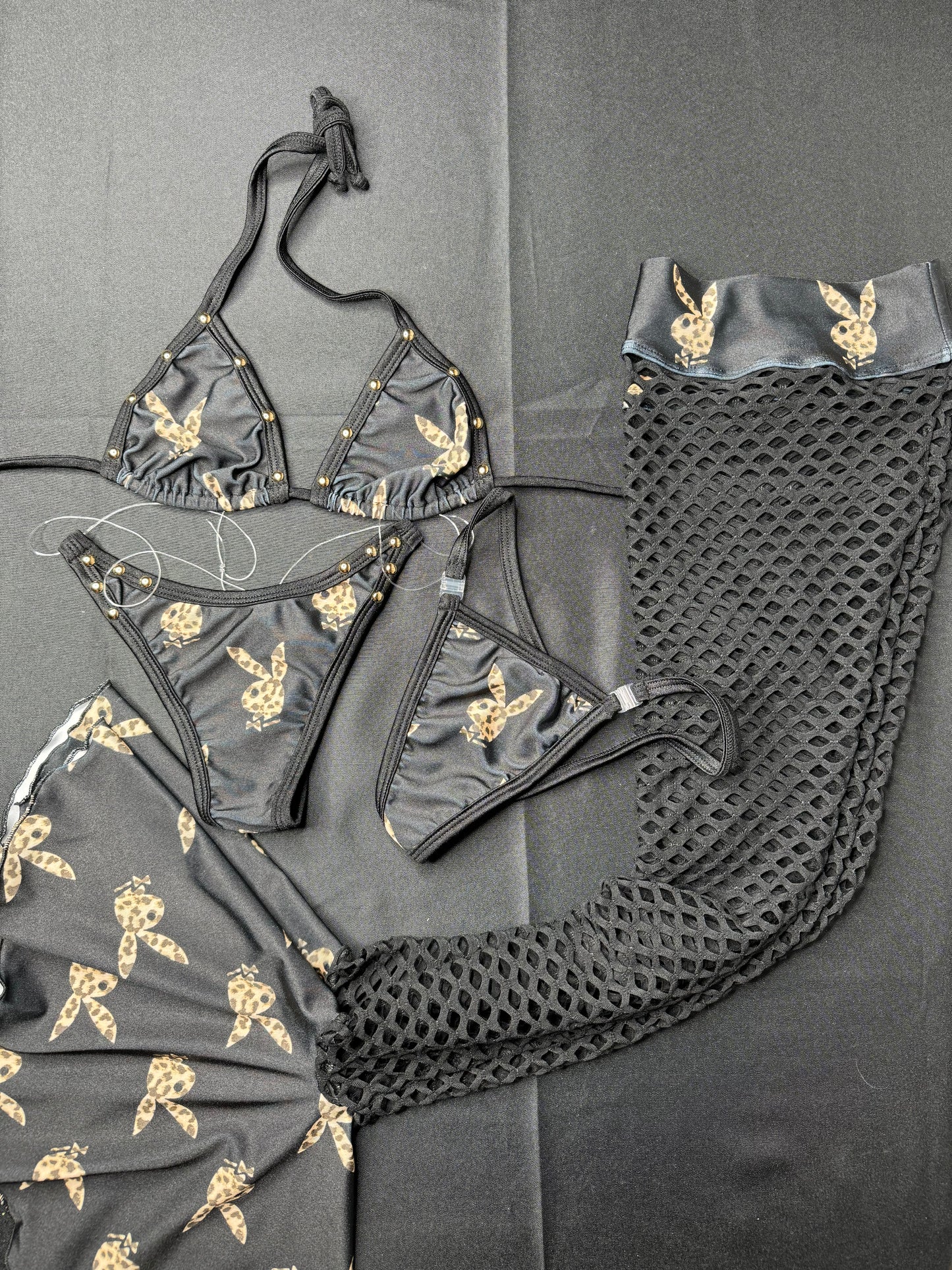 Black Bunny Fishnet Exotic Dancer Leg Outfit