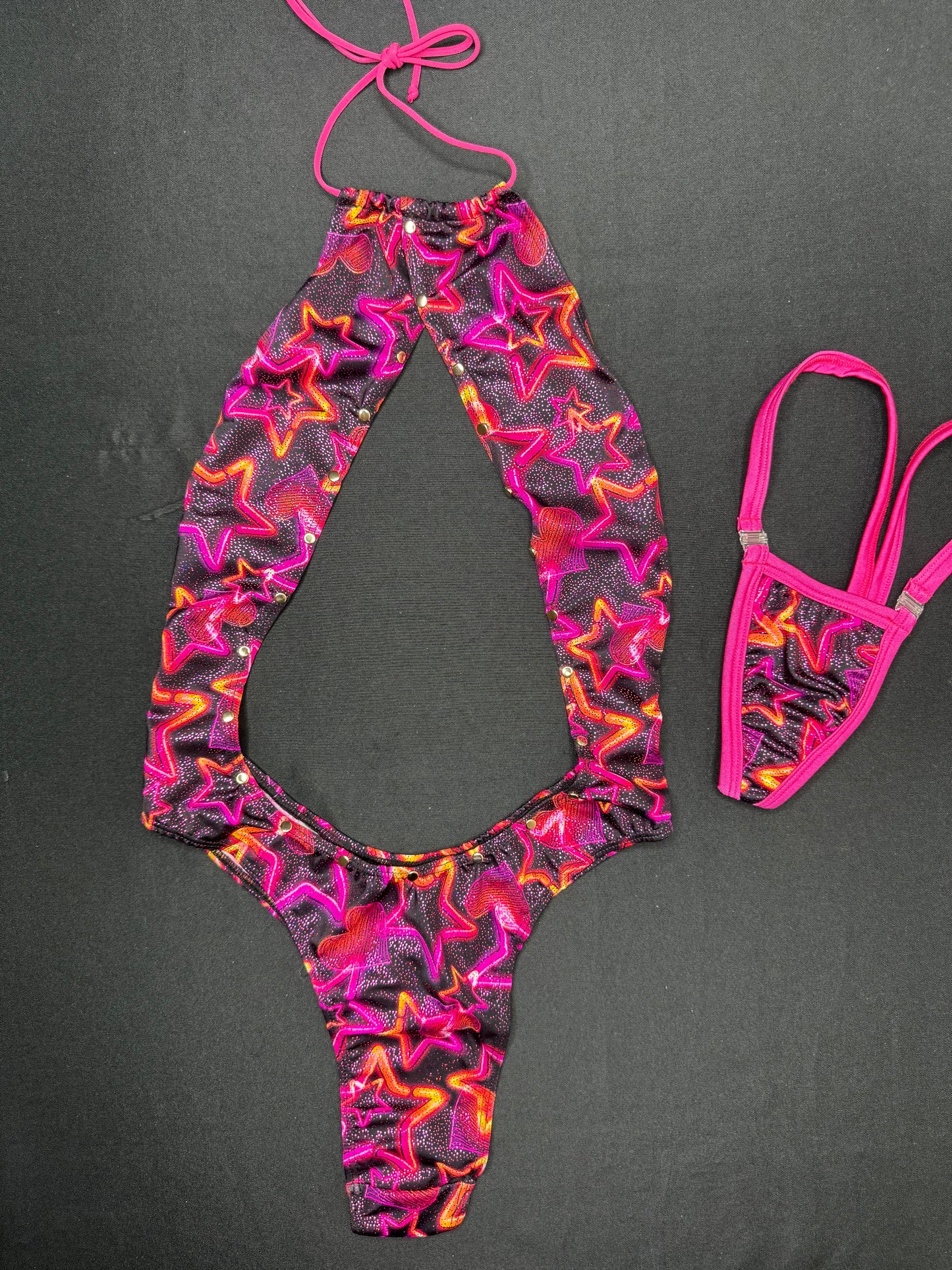 Star Print Spandex One-Piece Lingerie Outfit
