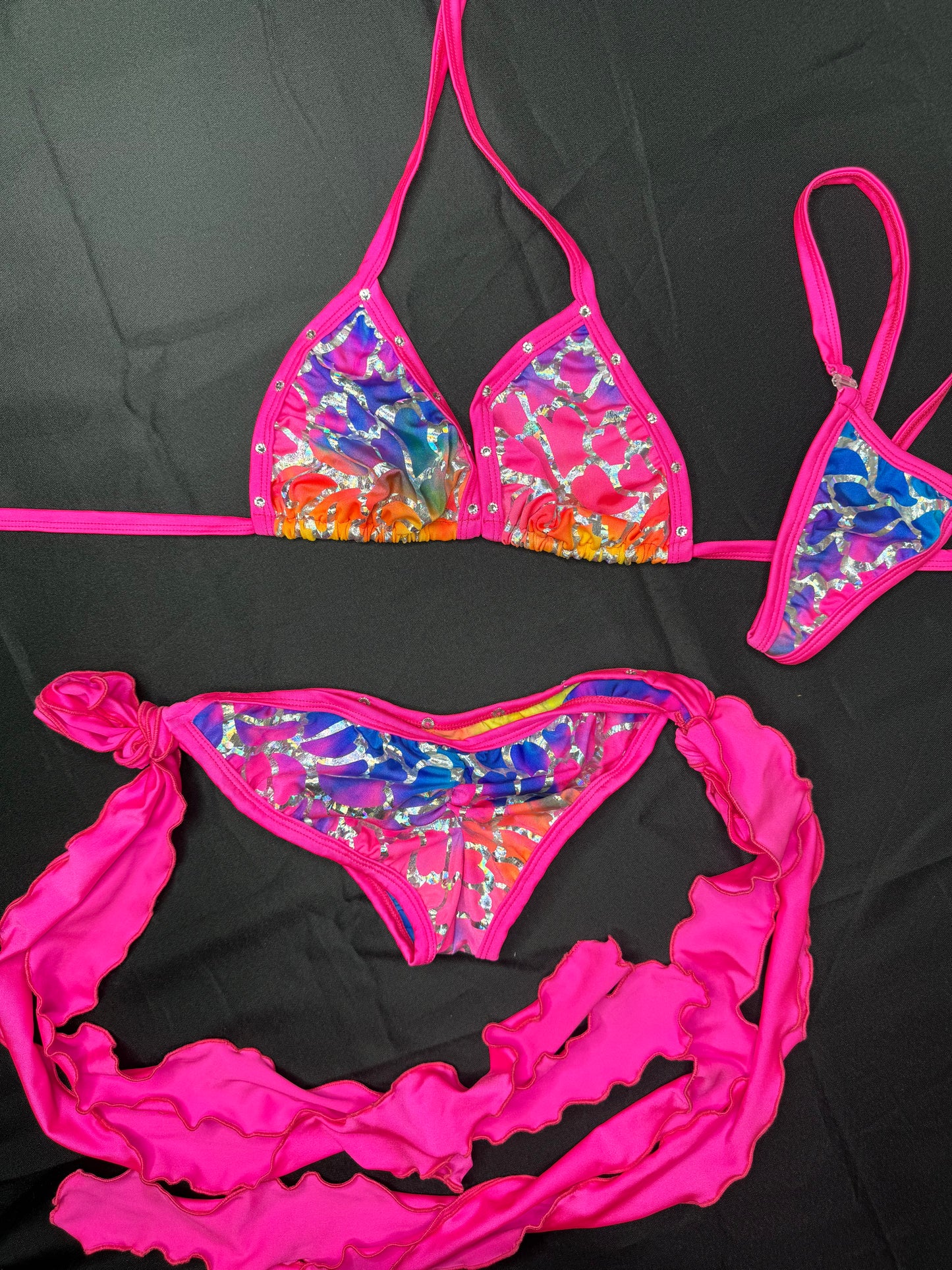 Rainbow Animal Print Two-Piece Bikini Lingerie Outfit