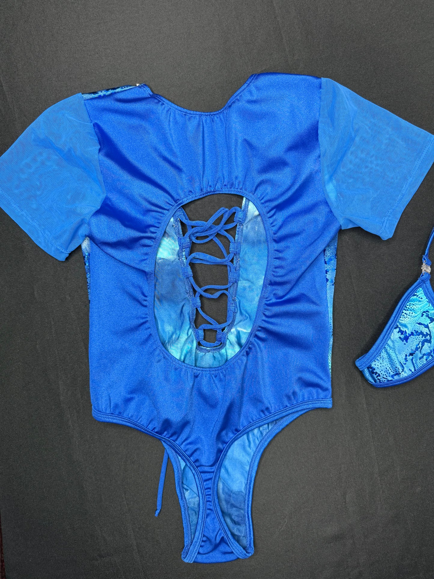 Royal Blue Print Spandex One-Piece Lingerie Outfit