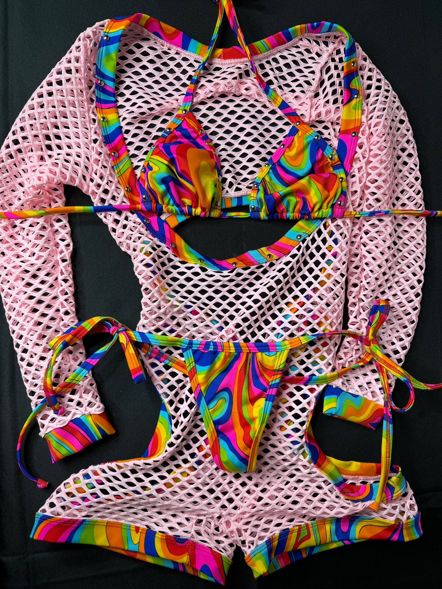 Baby Pink Cosmic Exotic Dance Wear Romper Outfit