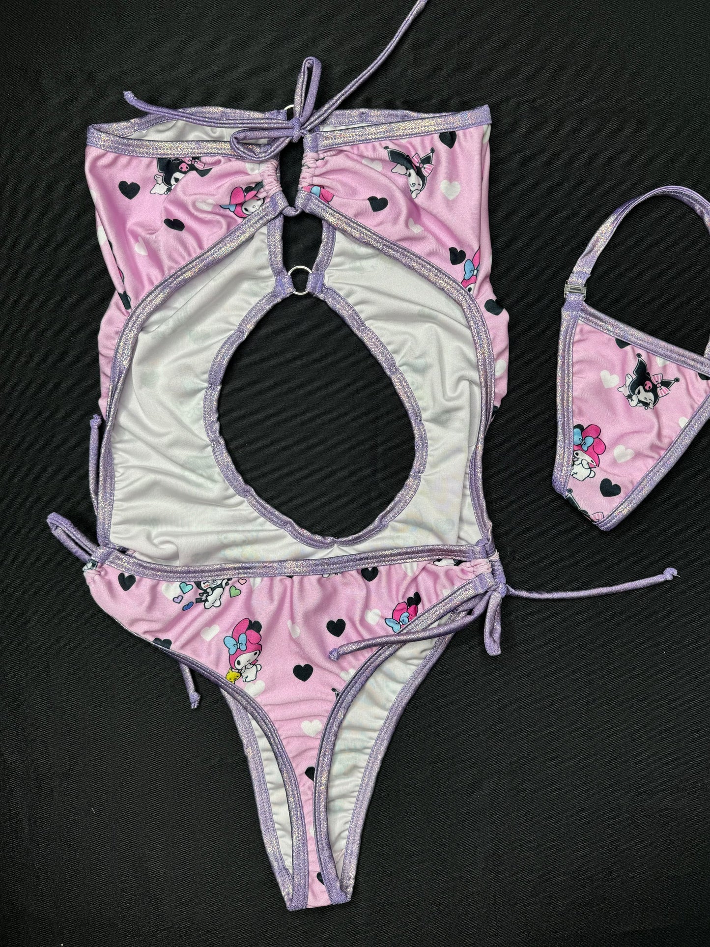 Baby Pink/Lavender Kuromi One-Piece Lingerie Outfit
