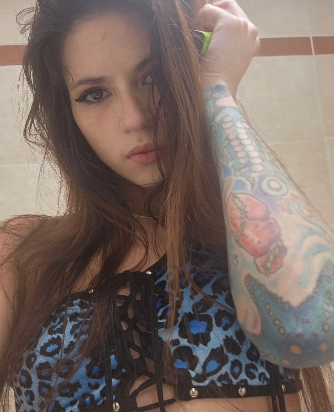 Blue Cheetah Print Two-Piece Stripper Outfit