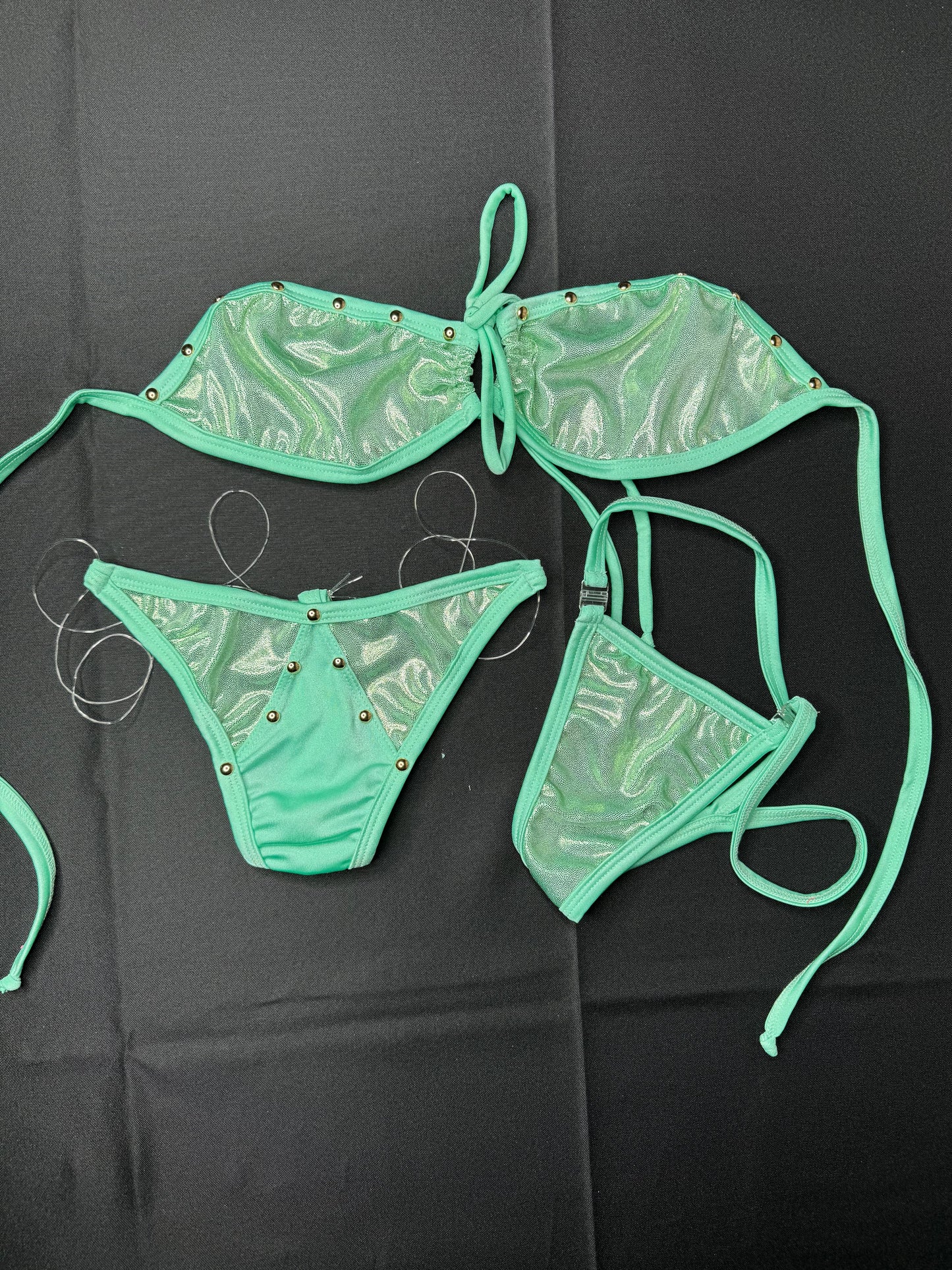 Cyan Two-Piece Stripper Outfit