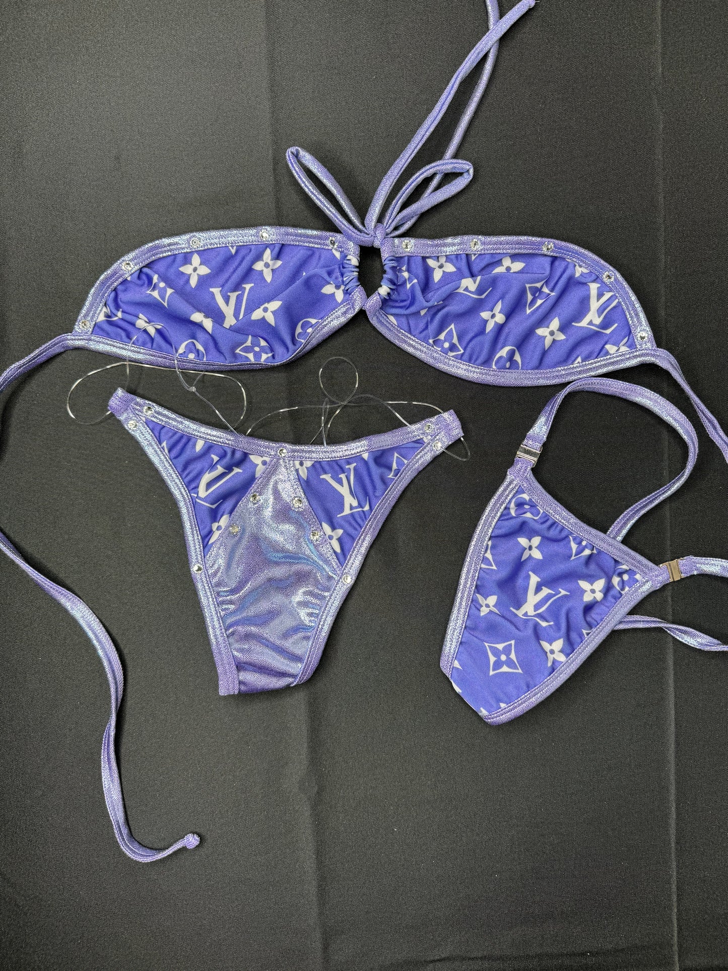 Purple/Metallic Purple Two-Piece Stripper Outfit
