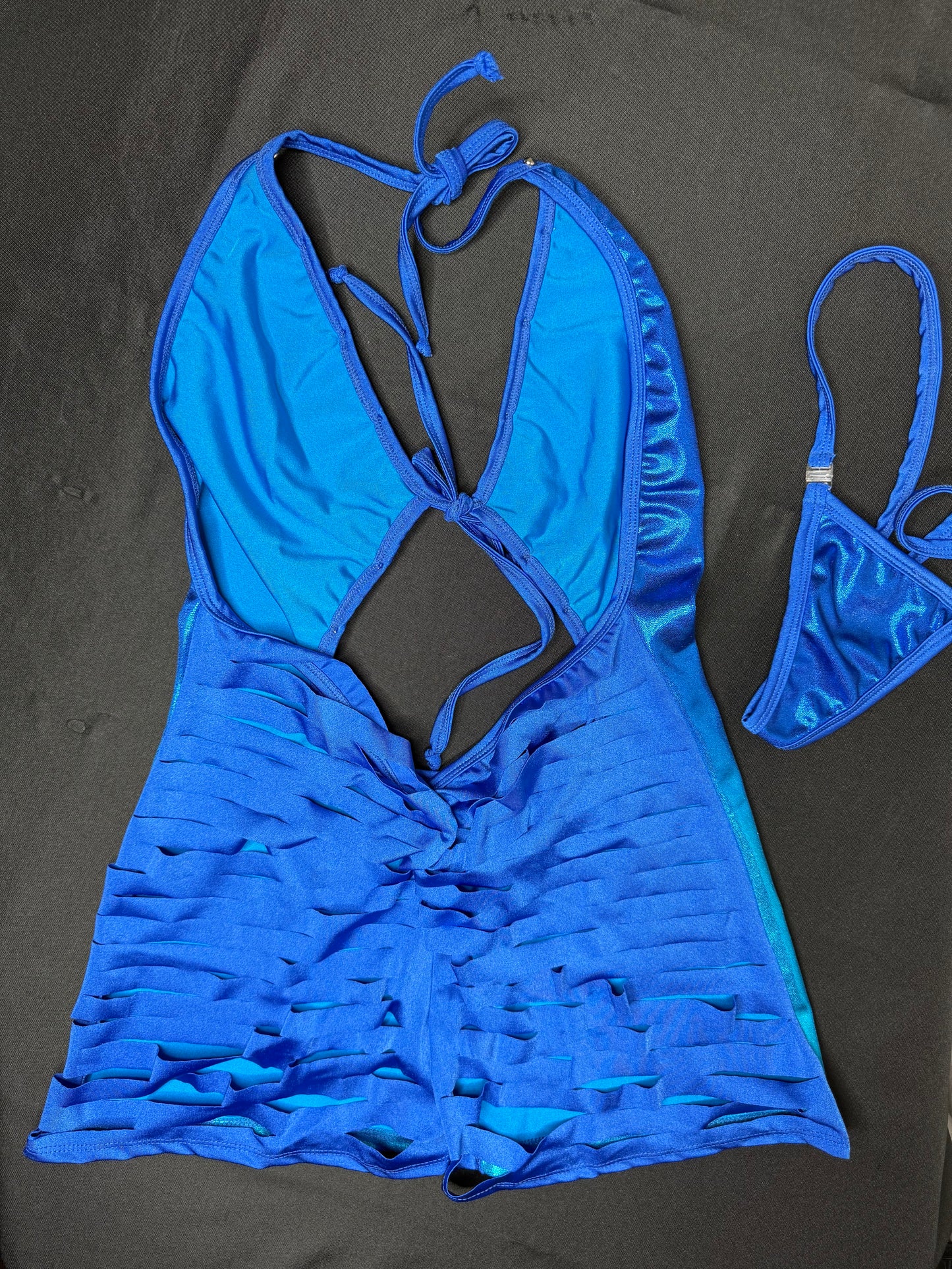 Ombré Royal Blue One-Piece Ripped Back Lingerie Outfit