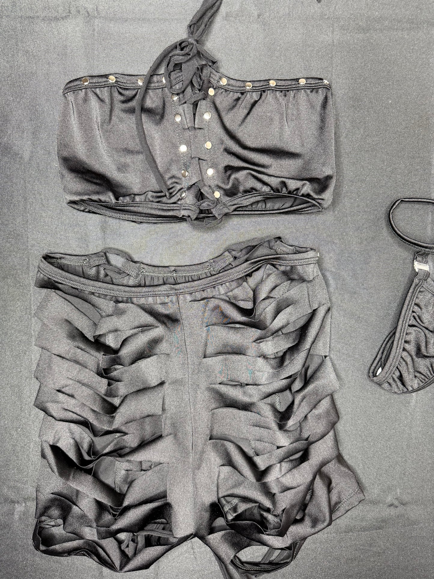 Black Tube-Top/Shorts Ripped Back Shorts Lingerie Outfit