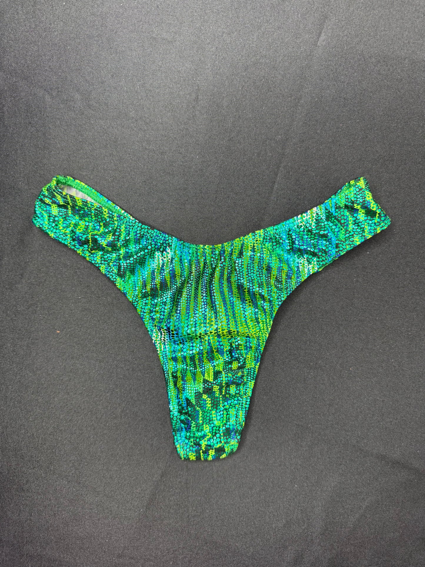 Green Animal Print/Green Fishnet One-Piece Cheeky Thong Lingerie Outfit