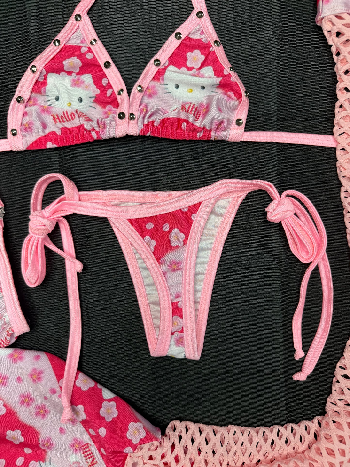 Baby Pink/Pink Spandex Kitty Leg Lingerie Outfit