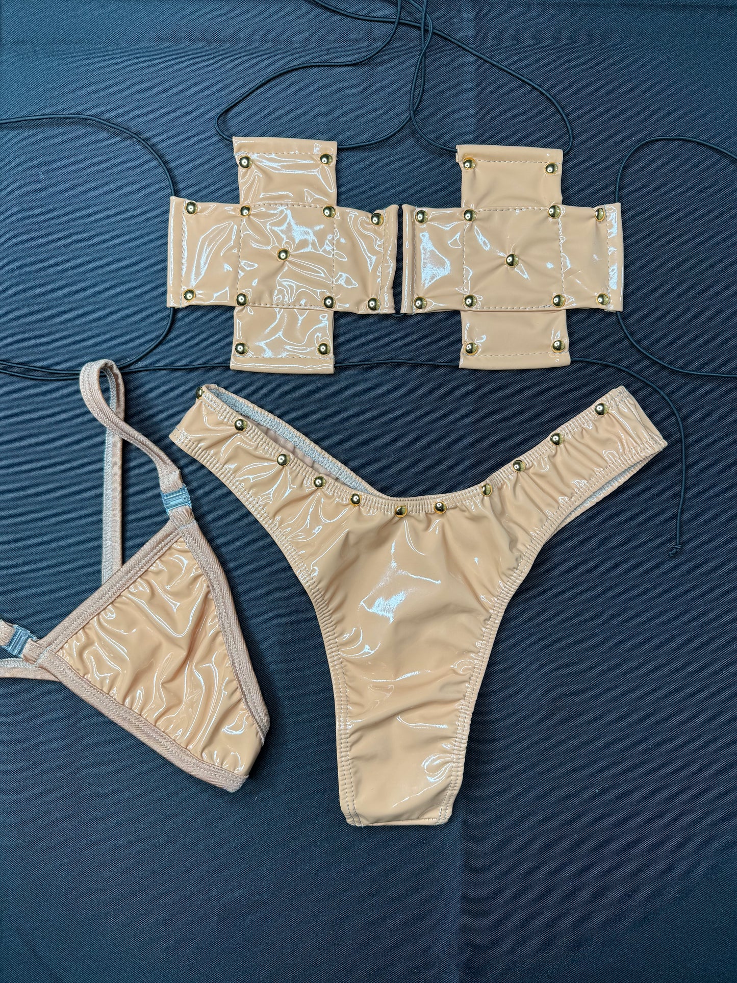 Mocha Latex Two-Piece Stripper Outfit