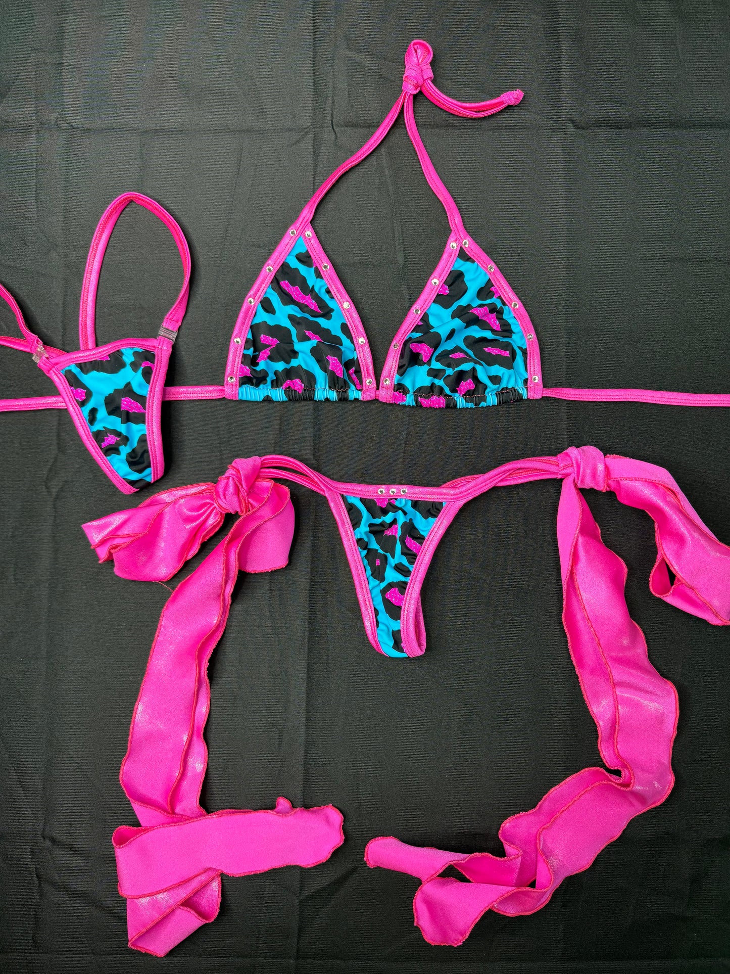 Animal Print/Hot Pink Spandex Two-Piece Lingerie Outfit