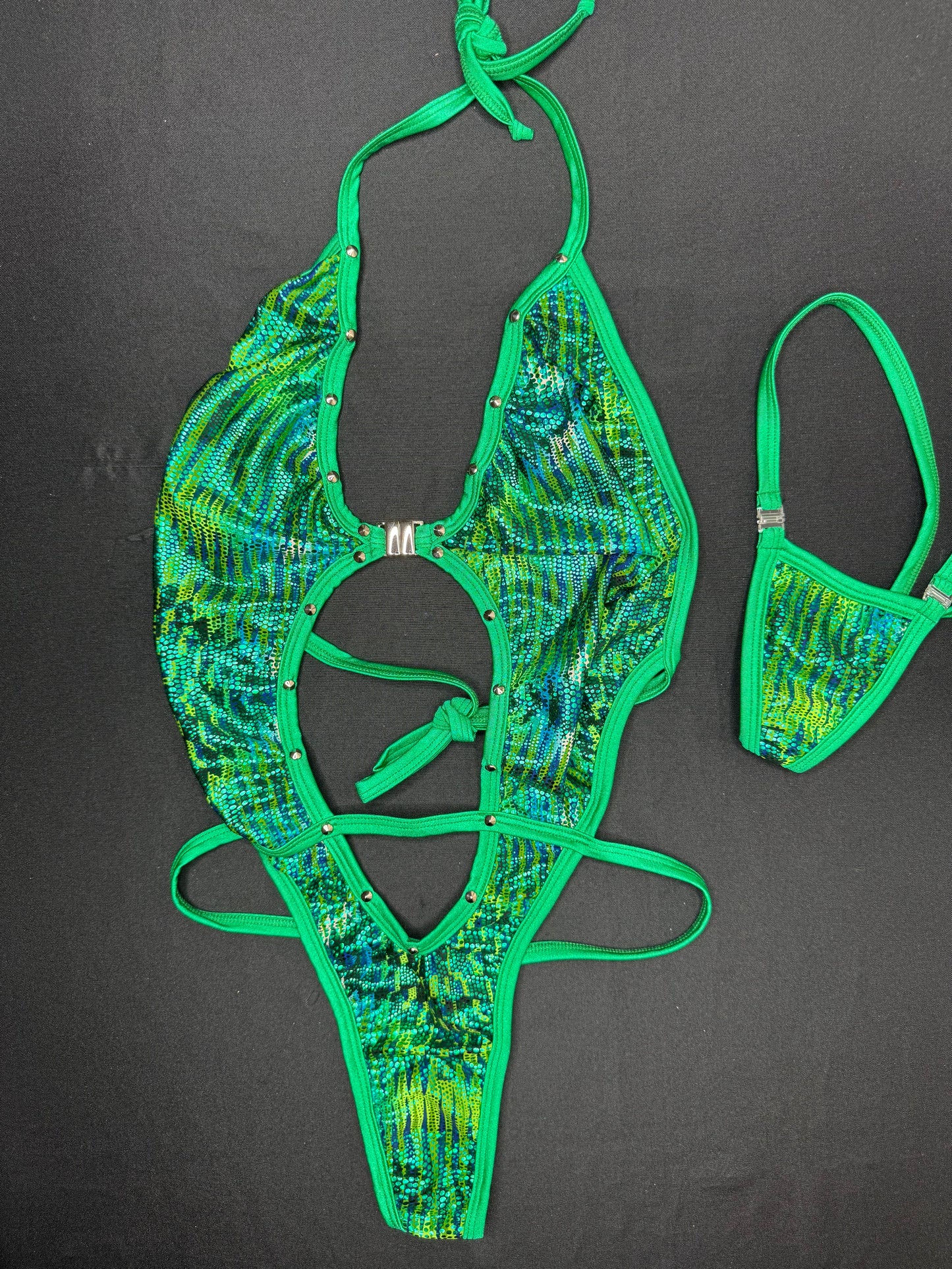 Green Animal Print One-Piece Lingerie Outfit