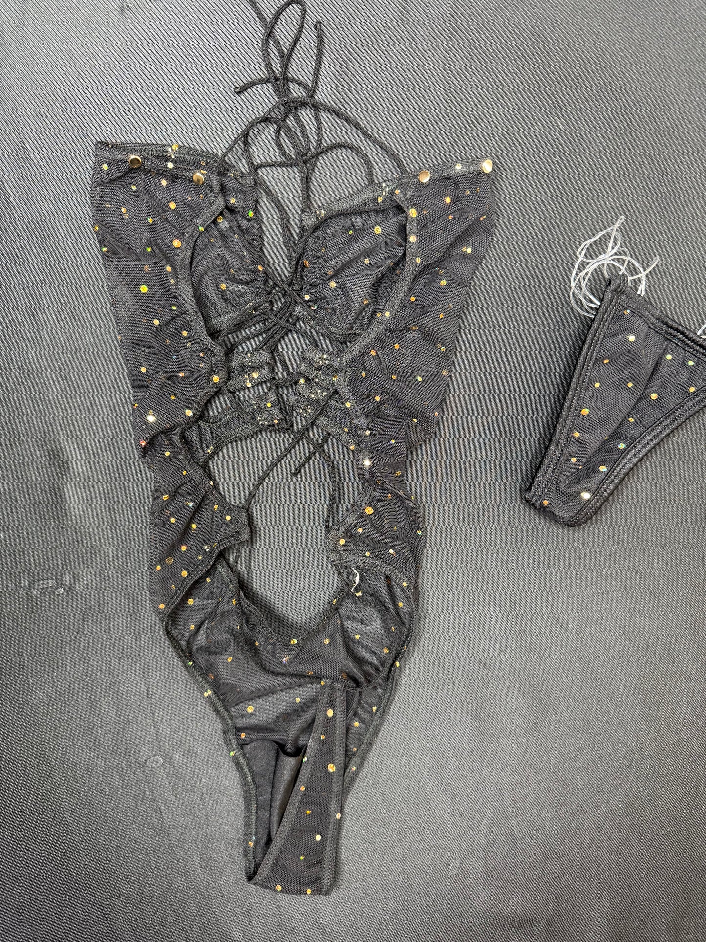 Black Sparkle Mesh One-Piece Lingerie Outfit