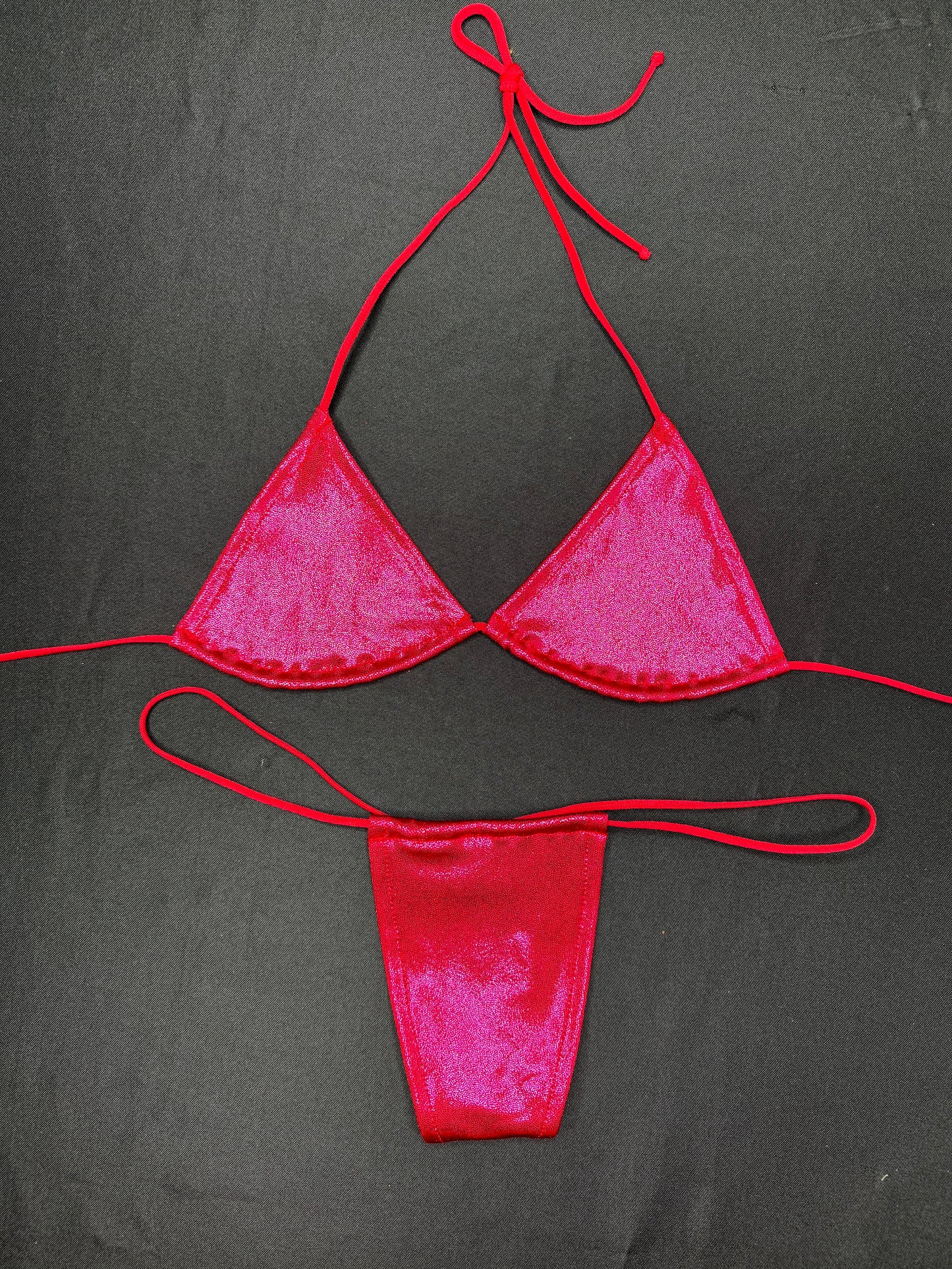 Mystic Red Two-Piece Micro Bikini Lingerie Outfit